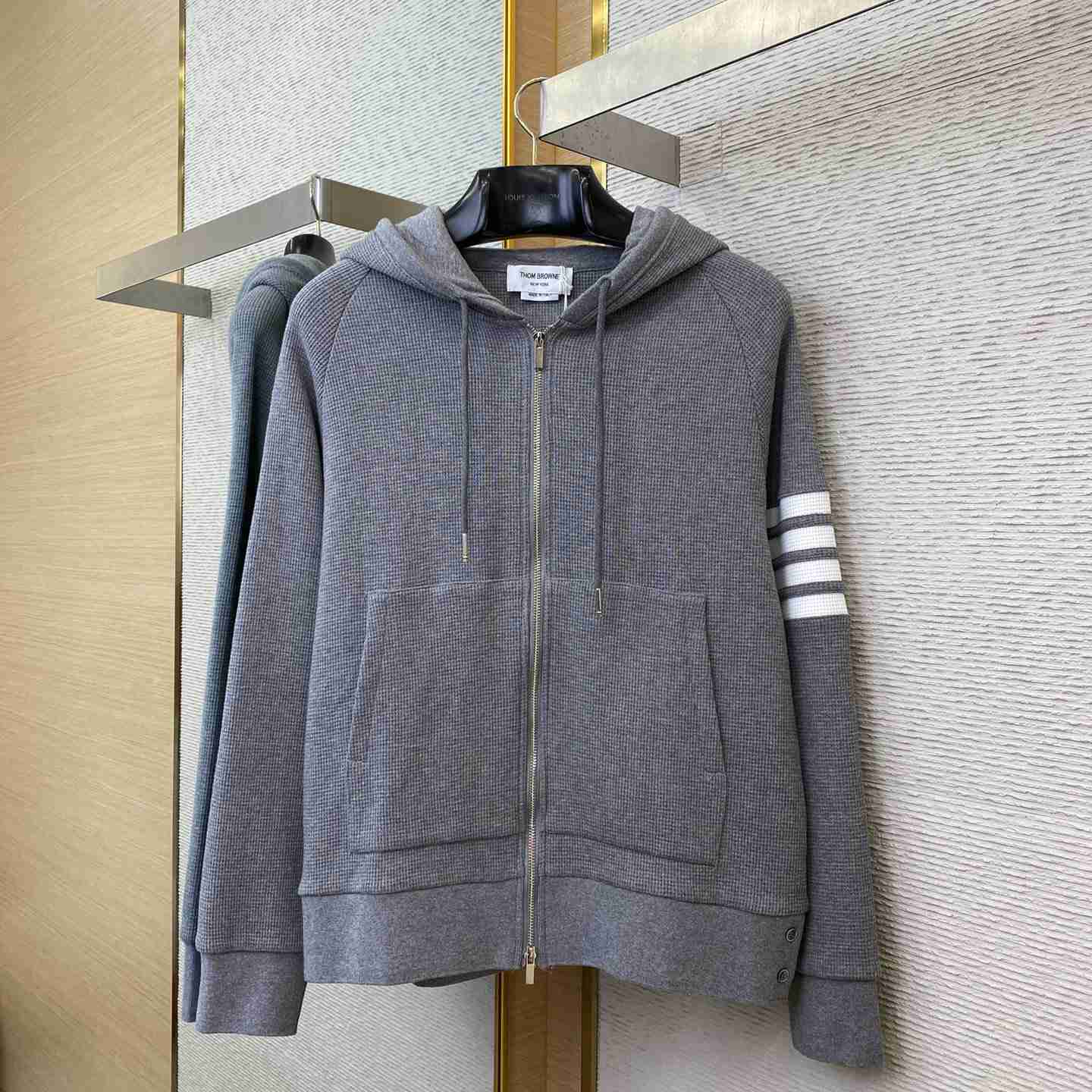 Thom Browne 4-Bar Zip-Up Cashmere Hoodie - DesignerGu