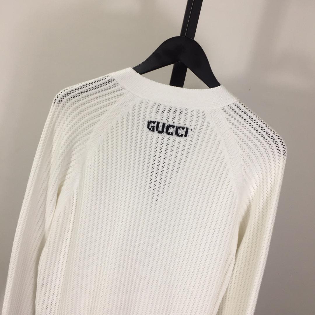 Gucci Ajour Cotton Knit Cardigan With Web - DesignerGu