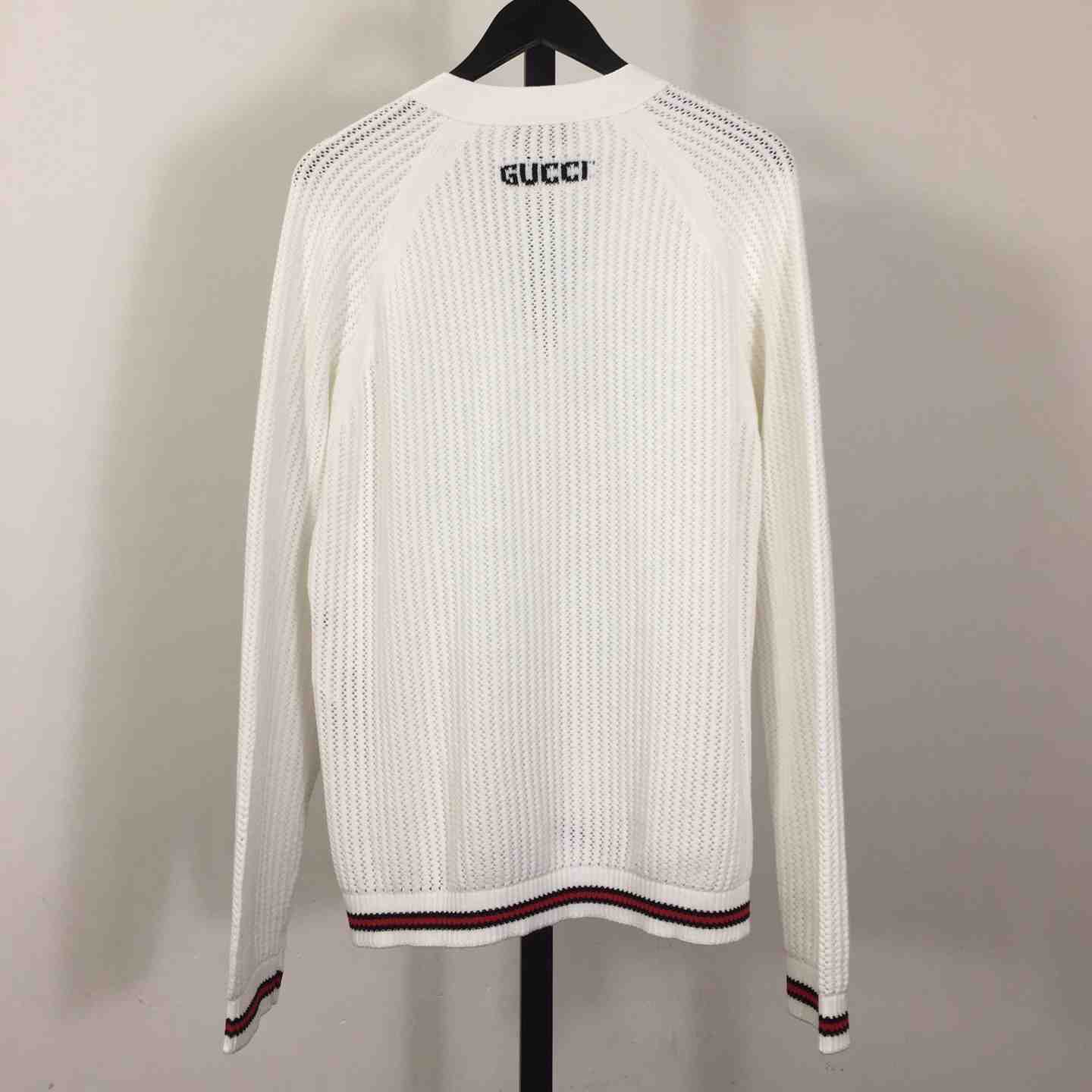 Gucci Ajour Cotton Knit Cardigan With Web - DesignerGu