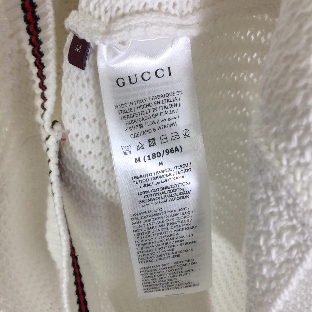 Gucci Ajour Cotton Knit Cardigan With Web - DesignerGu