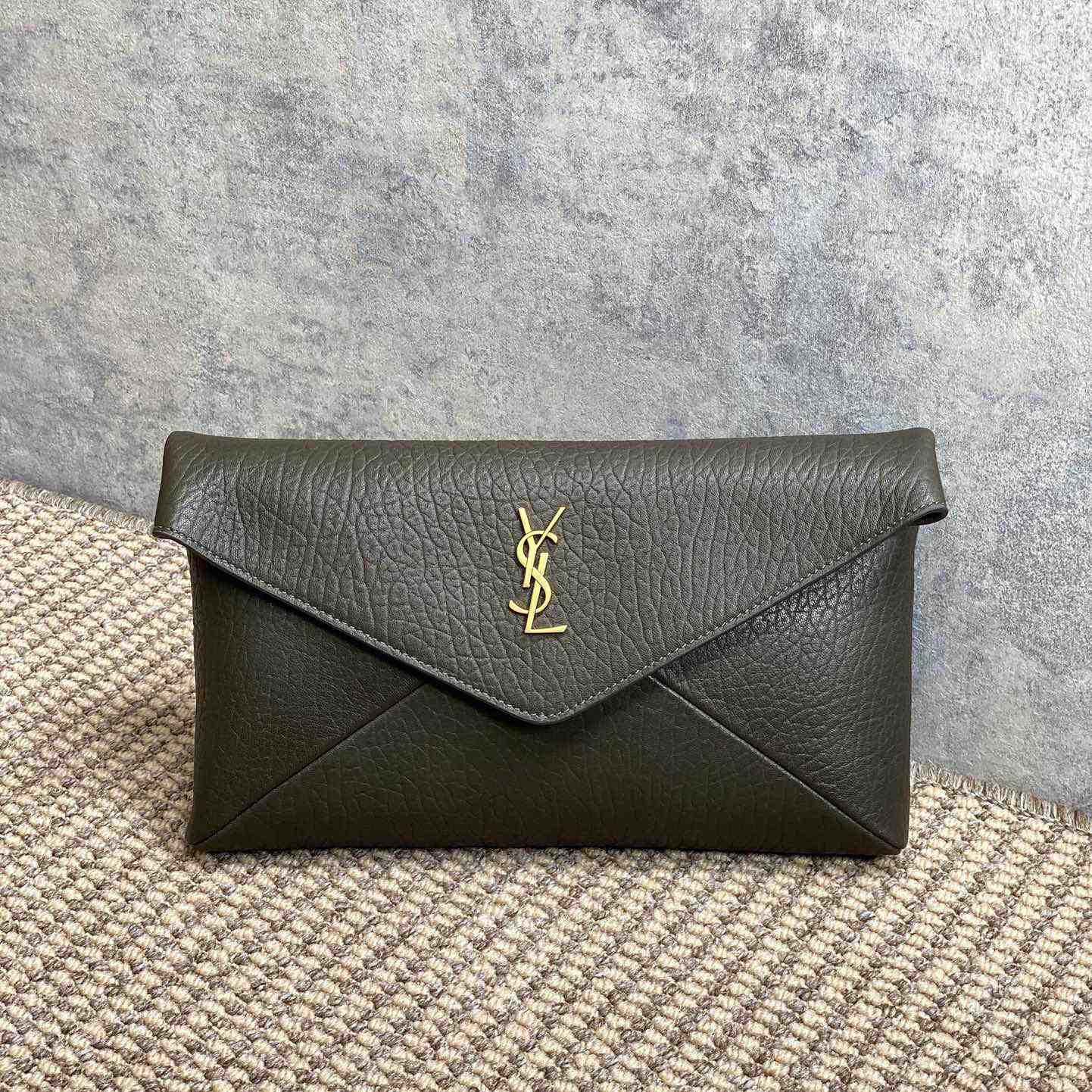 Saint Laurent Cassandre Large Envelope Pouch In Lambskin - DesignerGu