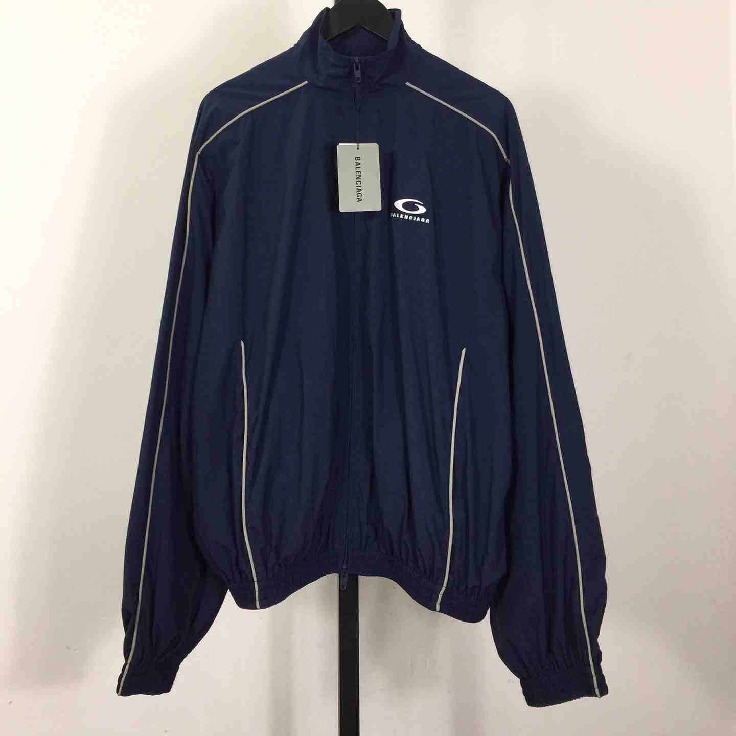 Balenciaga Loop Sports Icon Large Tracksuit Jacket In Navy Blue - DesignerGu