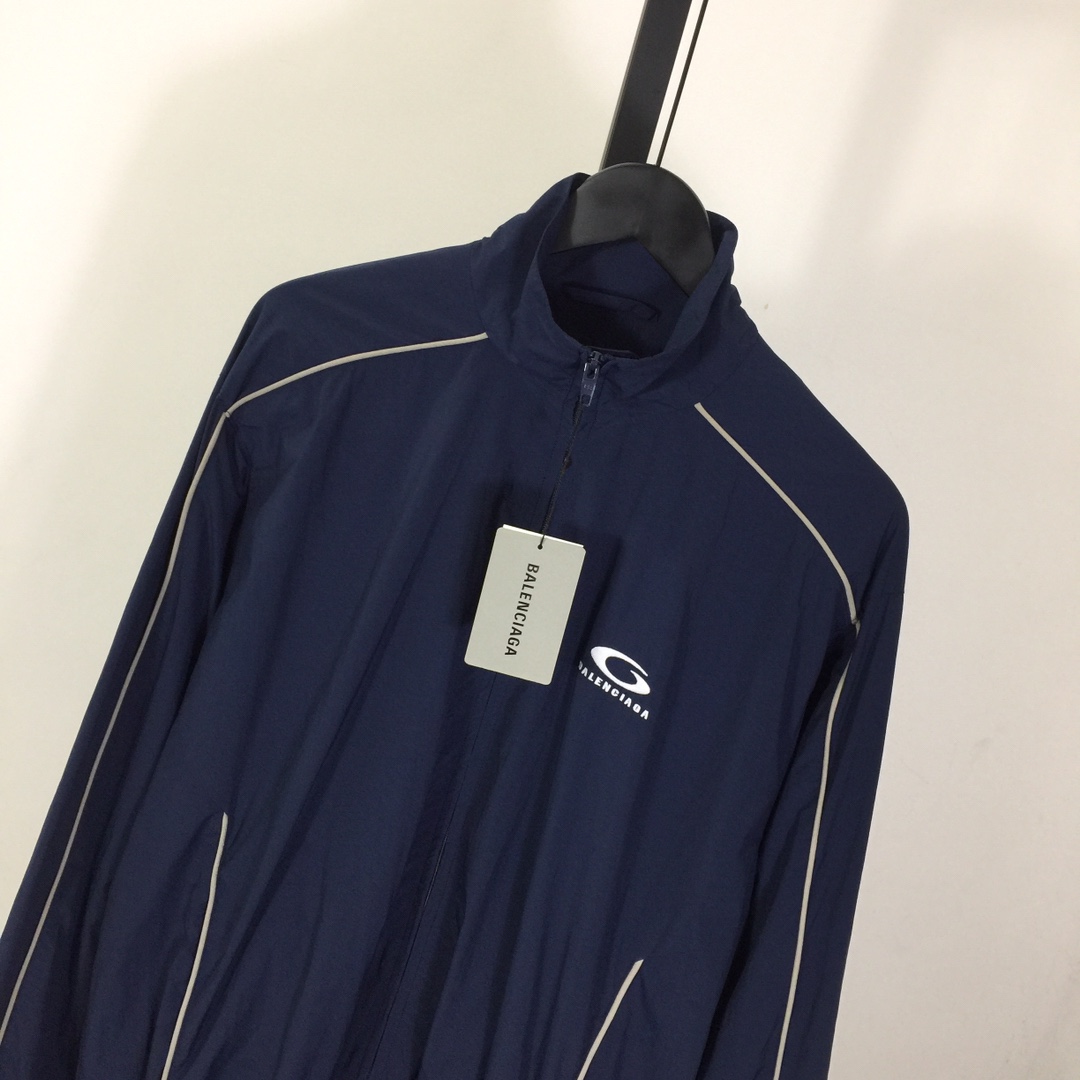 Balenciaga Loop Sports Icon Large Tracksuit Jacket In Navy Blue - DesignerGu