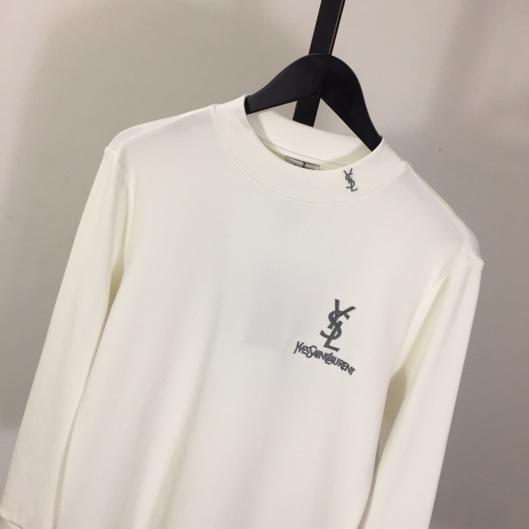 Saint Laurent Logo Long Sleeve Tee - DesignerGu