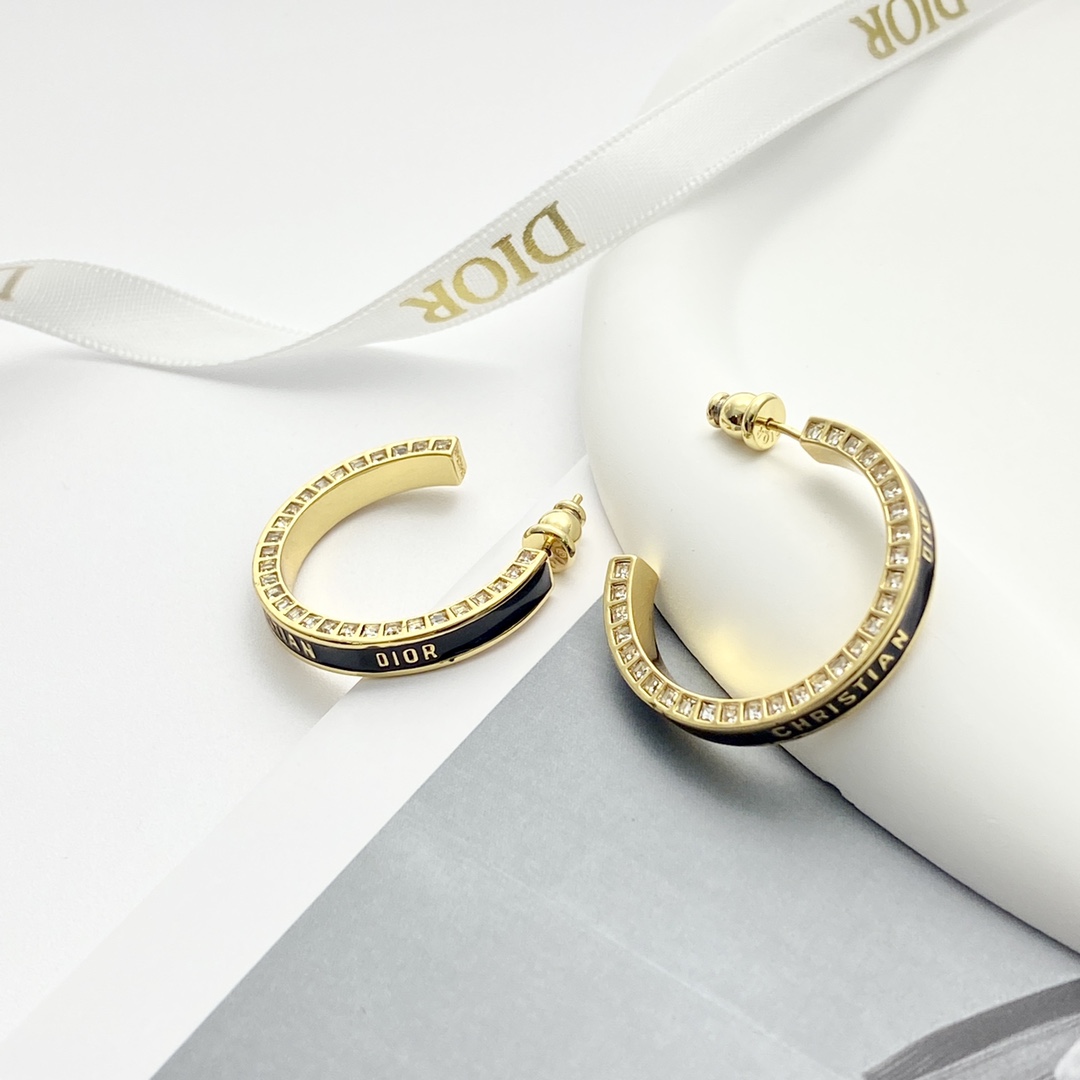 Dior Small Dior Night Code Hoop Earrings - DesignerGu