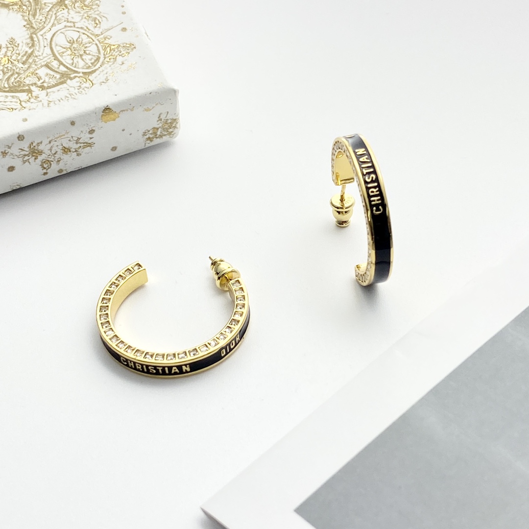 Dior Small Dior Night Code Hoop Earrings - DesignerGu