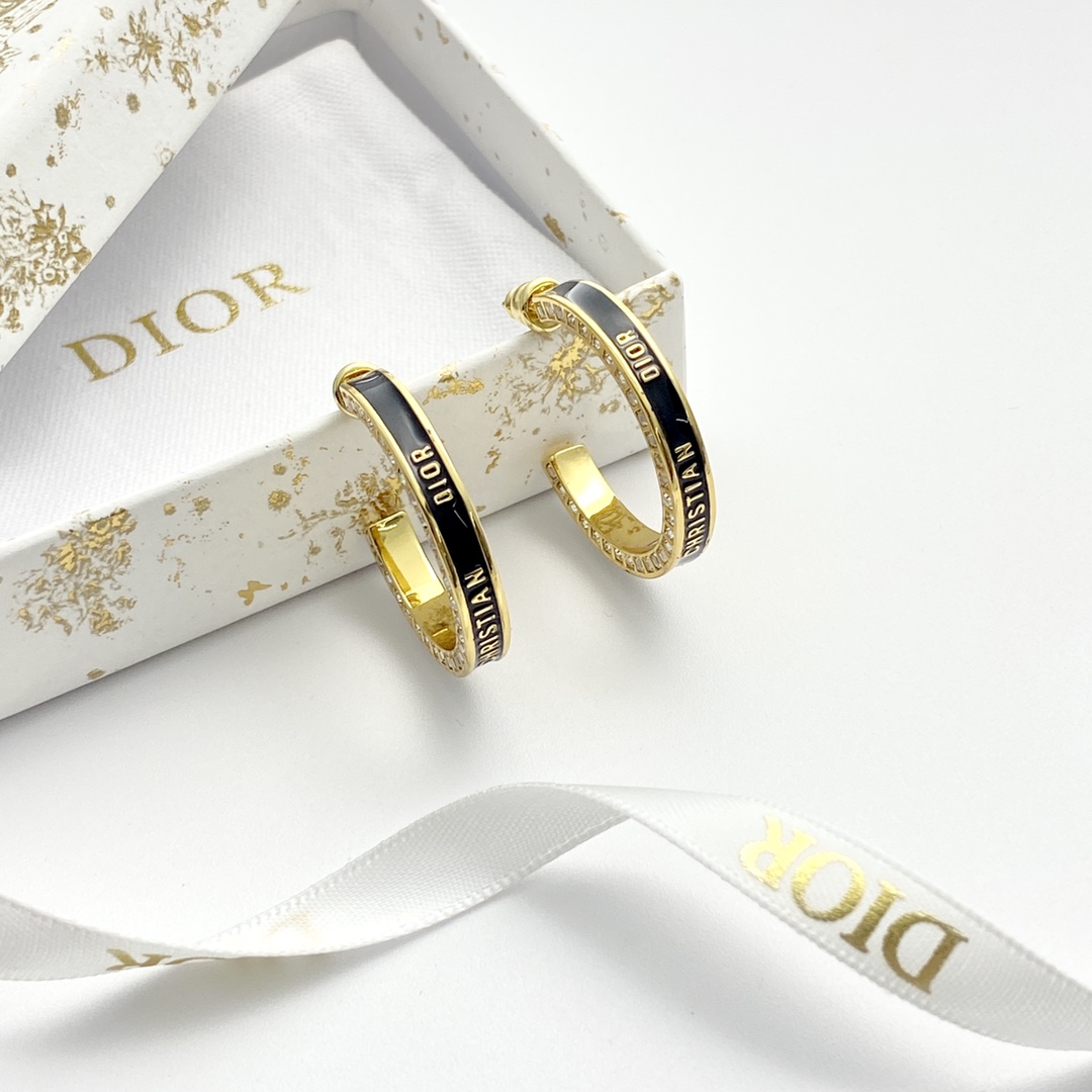 Dior Small Dior Night Code Hoop Earrings - DesignerGu