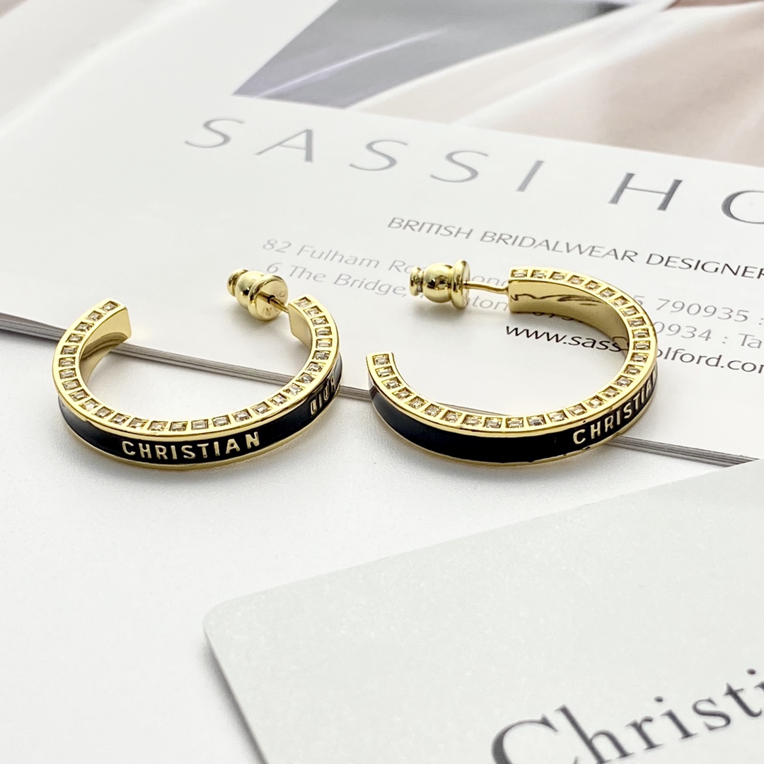 Dior Small Dior Night Code Hoop Earrings - DesignerGu