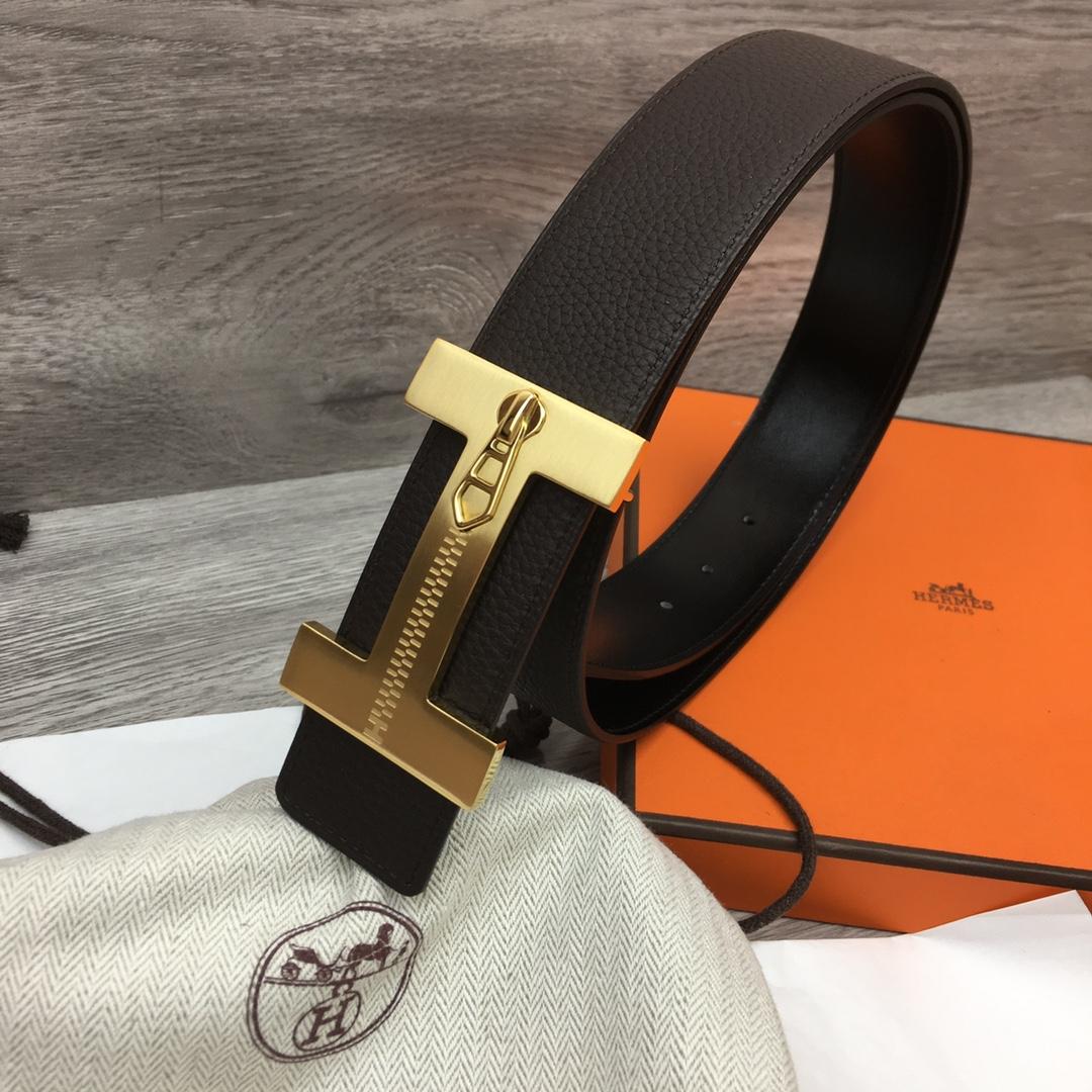 Hermes Leather H Buckle Belt - DesignerGu