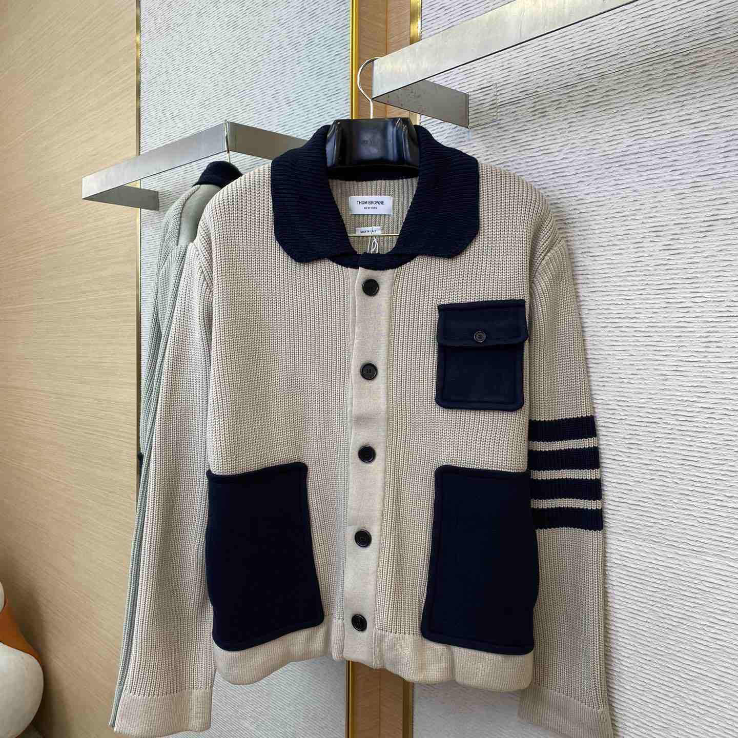 Thom Browne Fun-Mix Boiled Wool Stripe Workman's Jacket - DesignerGu