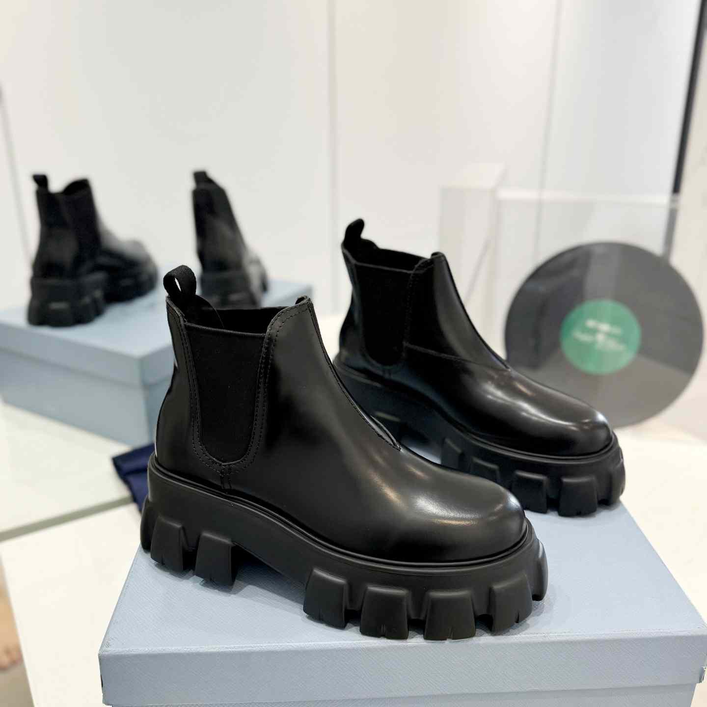 Prada Moonlith Brushed Leather Chelsea Boots - DesignerGu