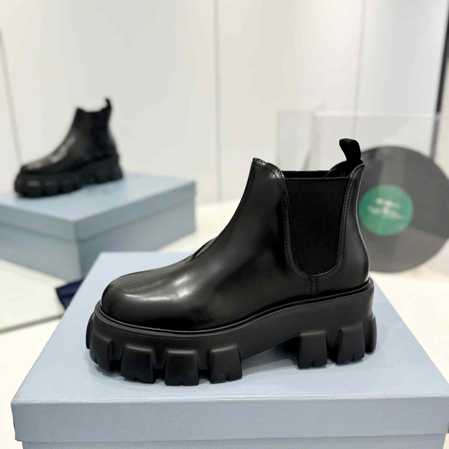 Prada Moonlith Brushed Leather Chelsea Boots - DesignerGu