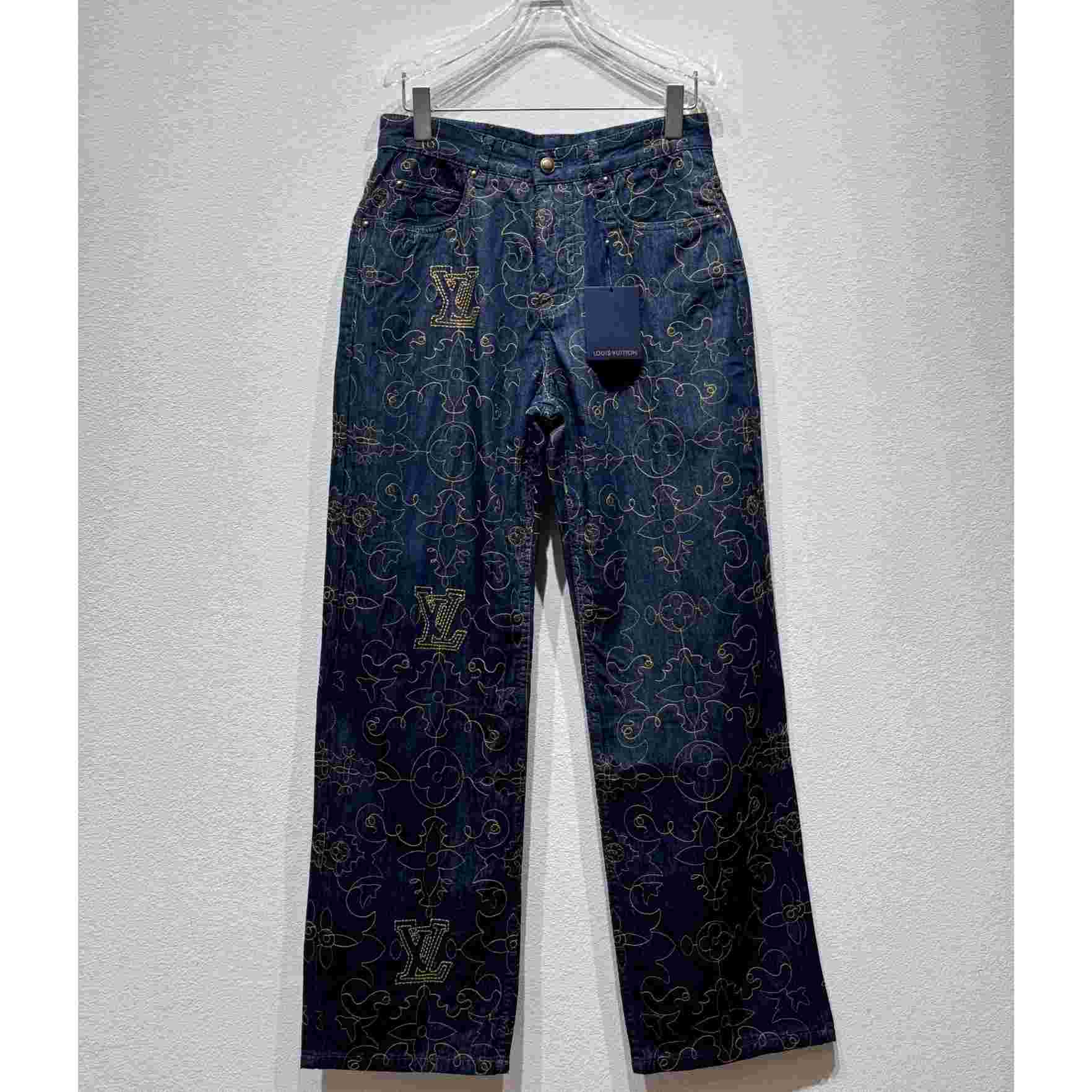 Louis Vuitton Embroidered Denim Pants    1AFX90 - DesignerGu