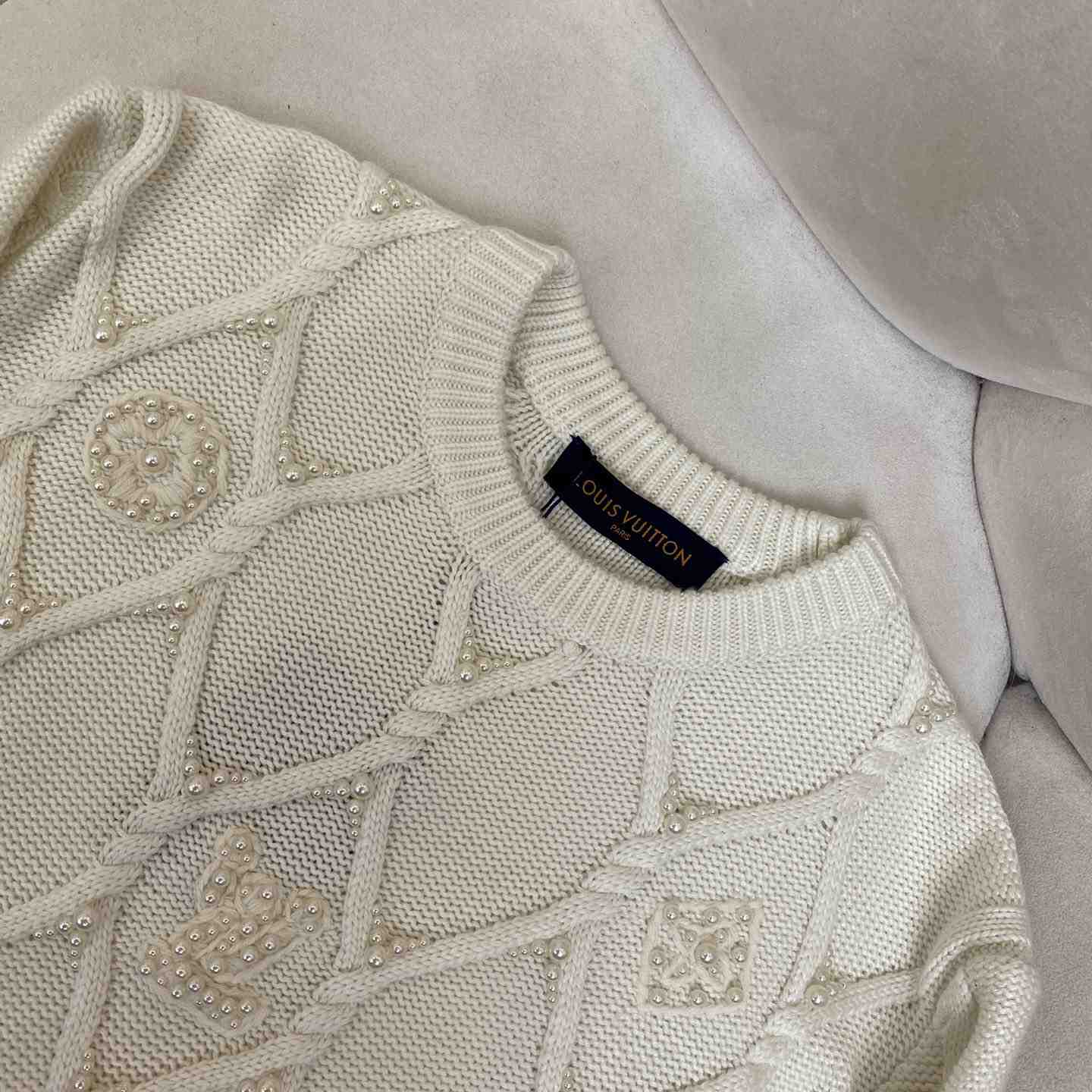 Louis Vuitton Embellished Cable Knit Wool Blend Pullover   - DesignerGu