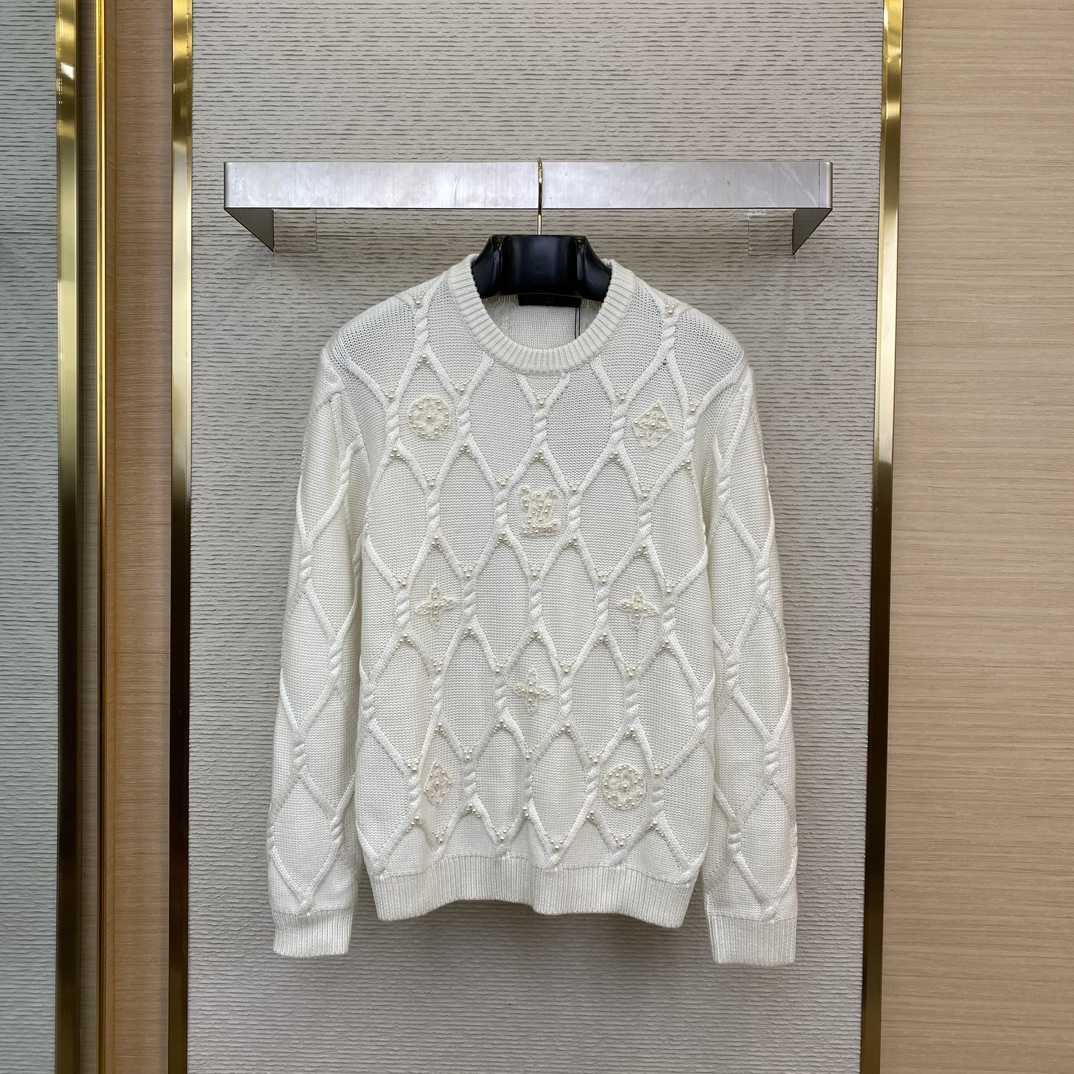 Louis Vuitton Embellished Cable Knit Wool Blend Pullover   - DesignerGu