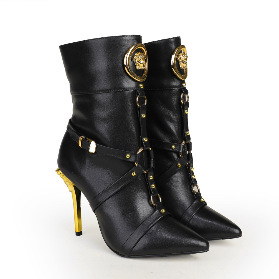 Versace Leather Ankle Boots - DesignerGu