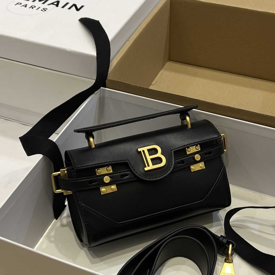 Balmain Black Leather Shoulder Bag  (19*12*7.5cm) - DesignerGu