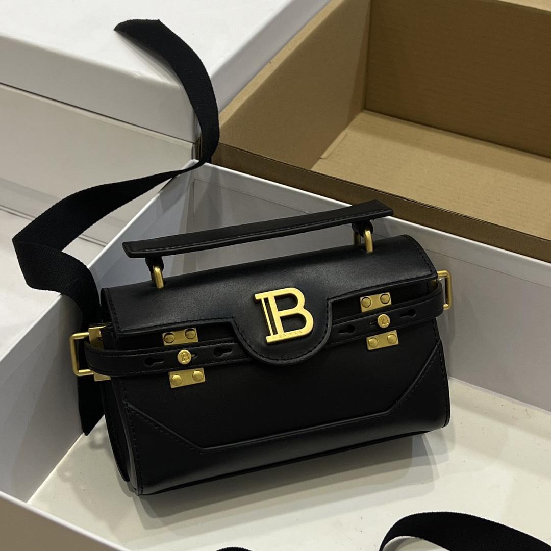 Balmain Black Leather Shoulder Bag  (19*12*7.5cm) - DesignerGu