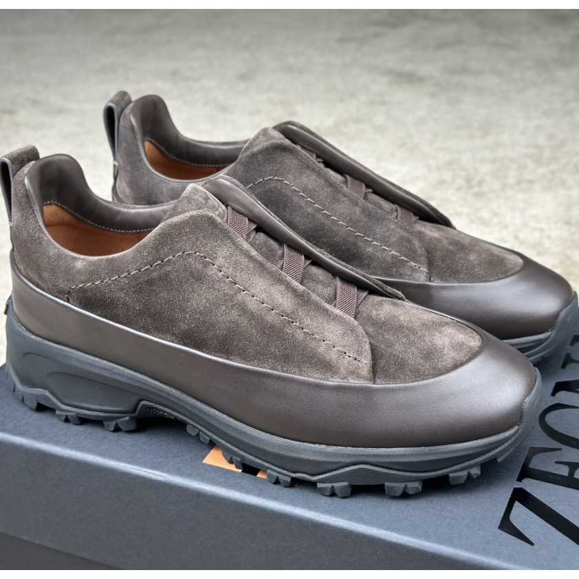 Zegna Suede And Leather Triple Stitch™ Monte Sneakers - DesignerGu