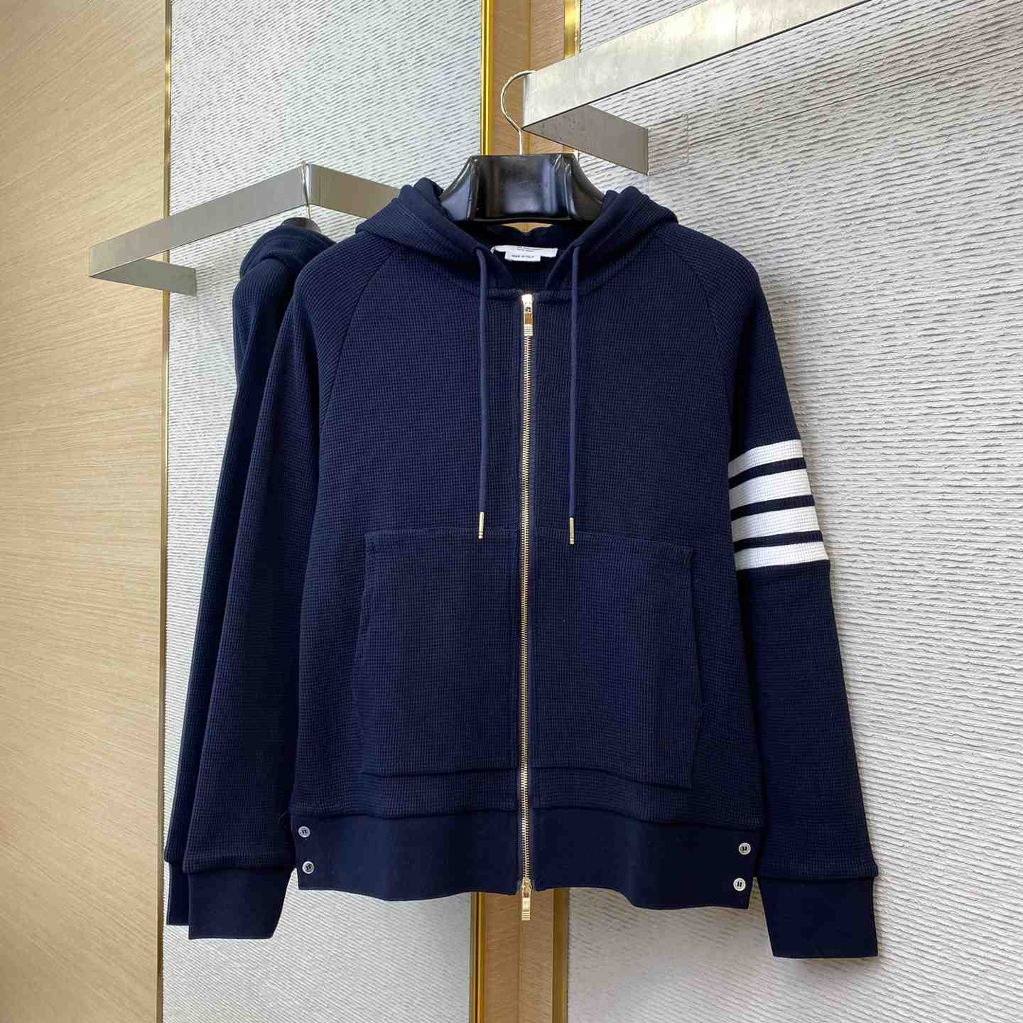 Thom Browne 4-Bar Zip-Up Cashmere Hoodie - DesignerGu