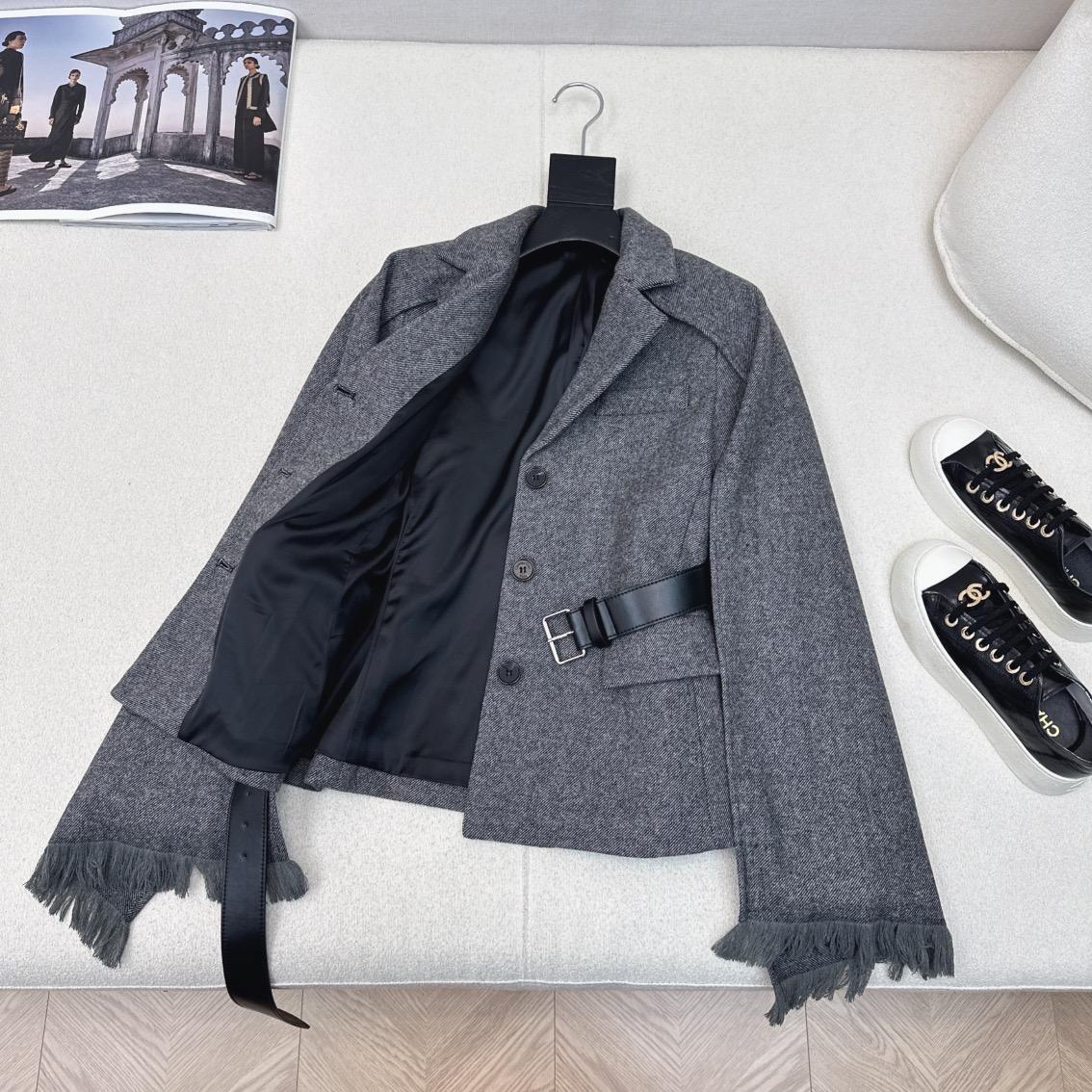 Dior Belted Jacket with Removable Scarf  - DesignerGu