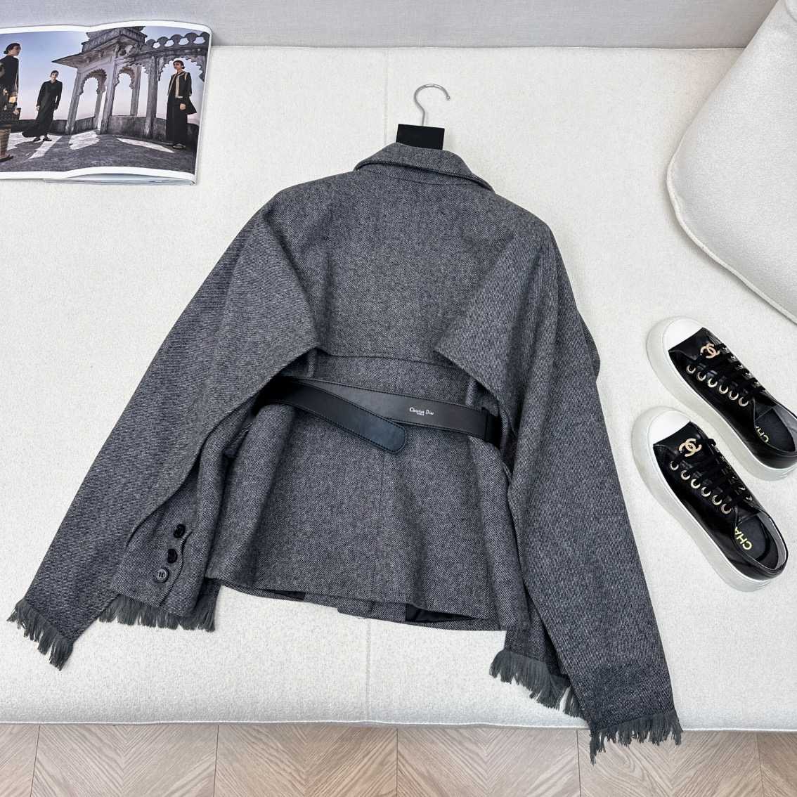 Dior Belted Jacket with Removable Scarf  - DesignerGu