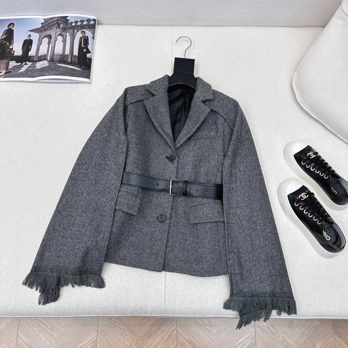 Dior Belted Jacket with Removable Scarf  - DesignerGu