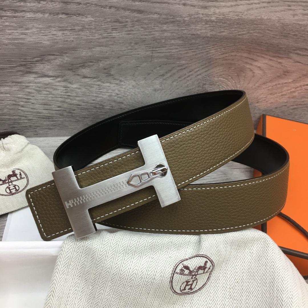 Hermes Leather H Buckle Belt - DesignerGu