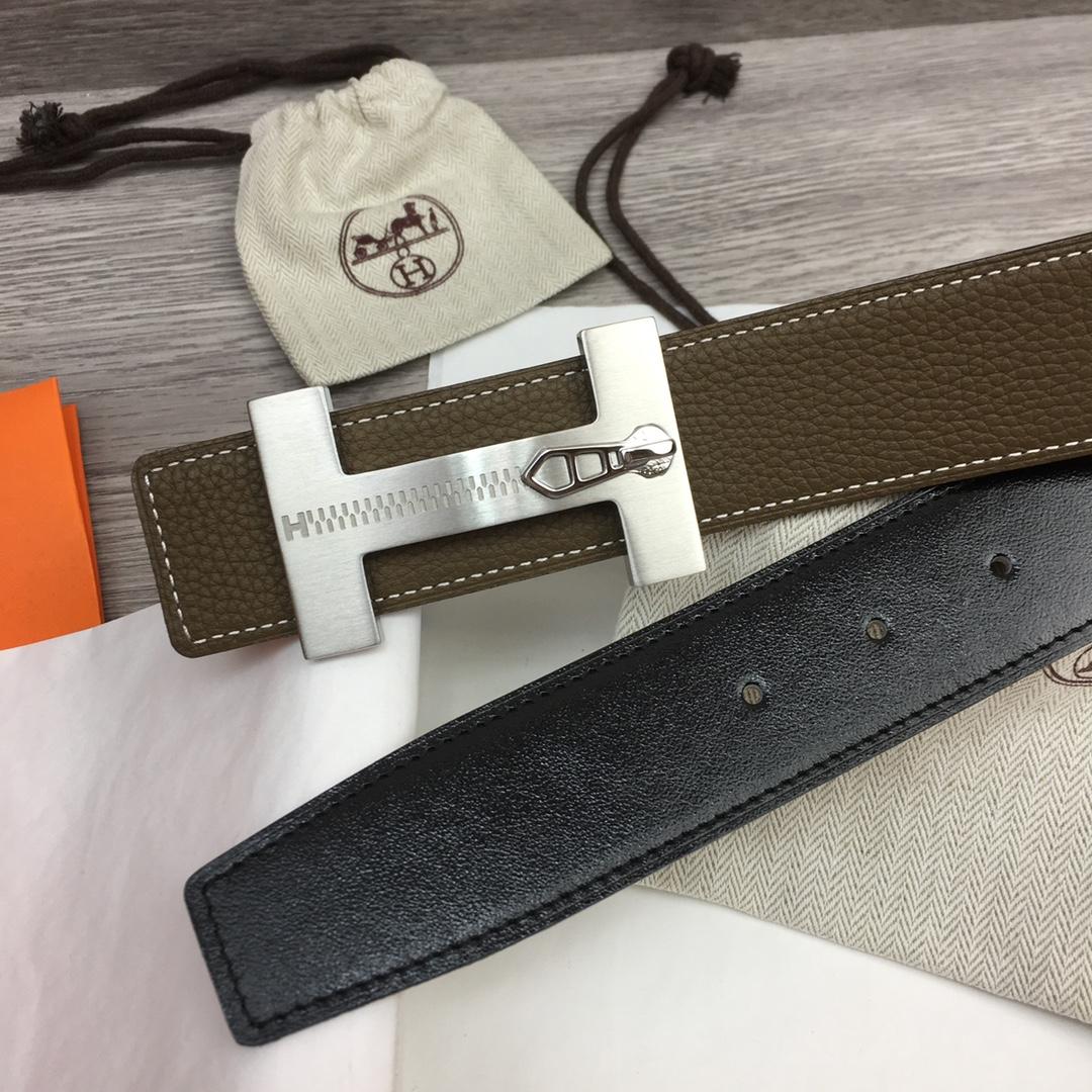 Hermes Leather H Buckle Belt - DesignerGu