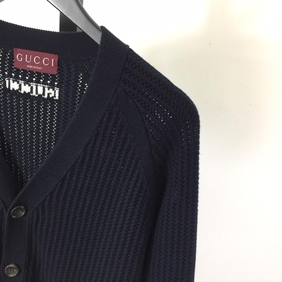 Gucci Ajour Cotton Knit Cardigan With Web - DesignerGu