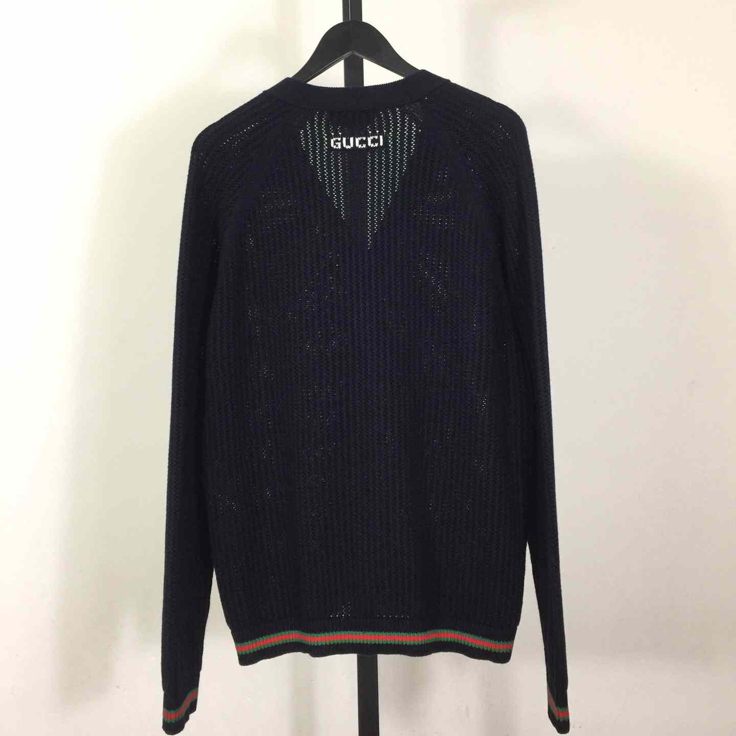 Gucci Ajour Cotton Knit Cardigan With Web - DesignerGu