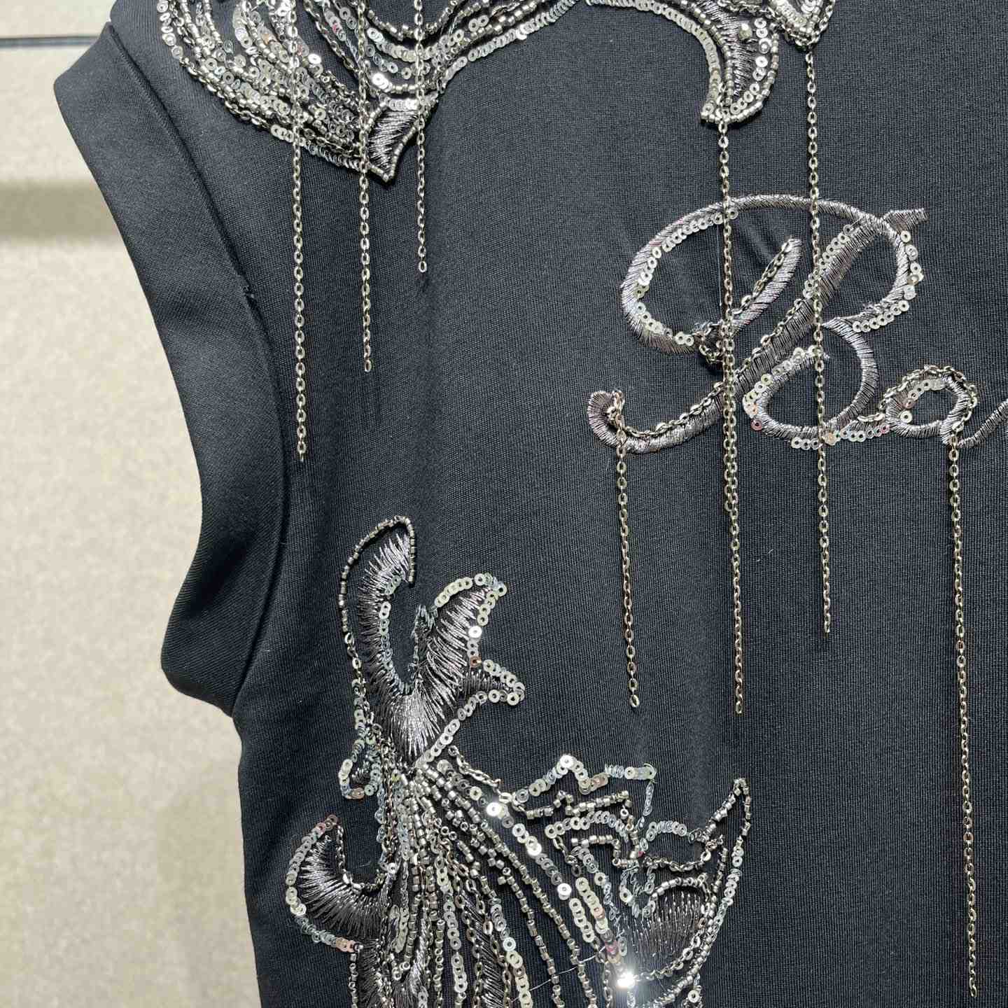 Balmain Signature Chain Embroidered T-shirt Dress - DesignerGu