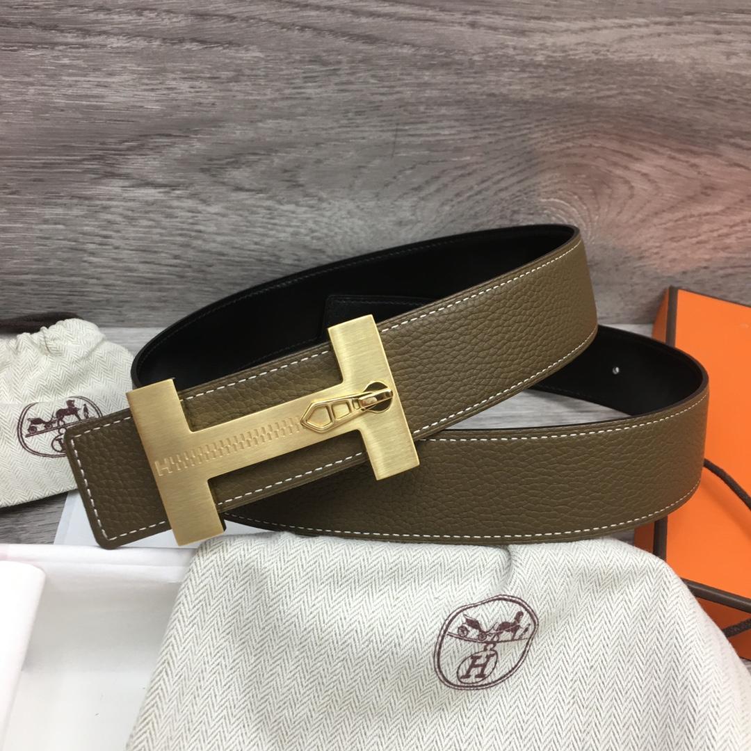 Hermes Leather H Buckle Belt - DesignerGu