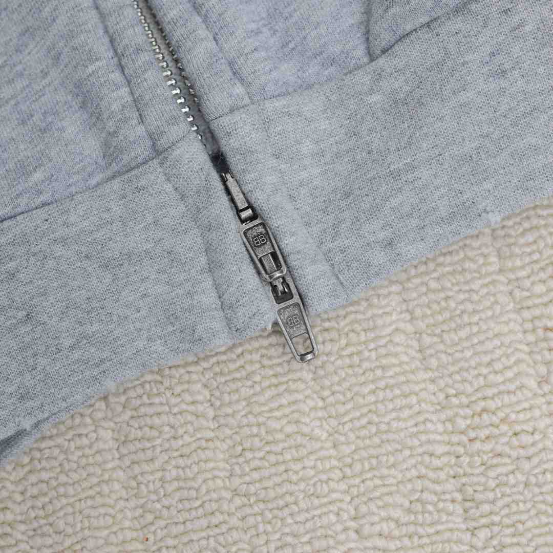 Balenciaga Planet Earth Zip-Up Hoodie Regular Fit In Heather Grey - DesignerGu