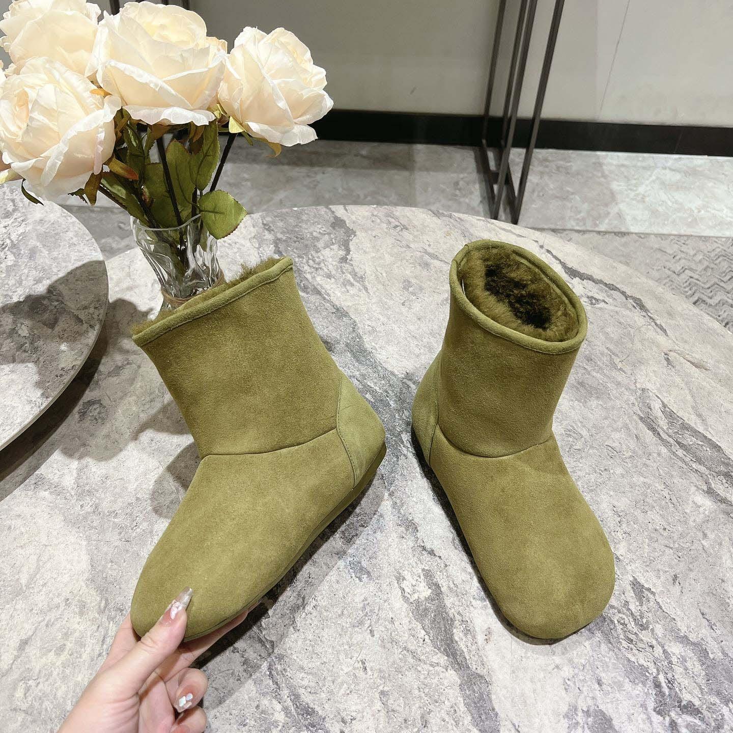 Loewe Lago Boot In Suede And Shearling - DesignerGu