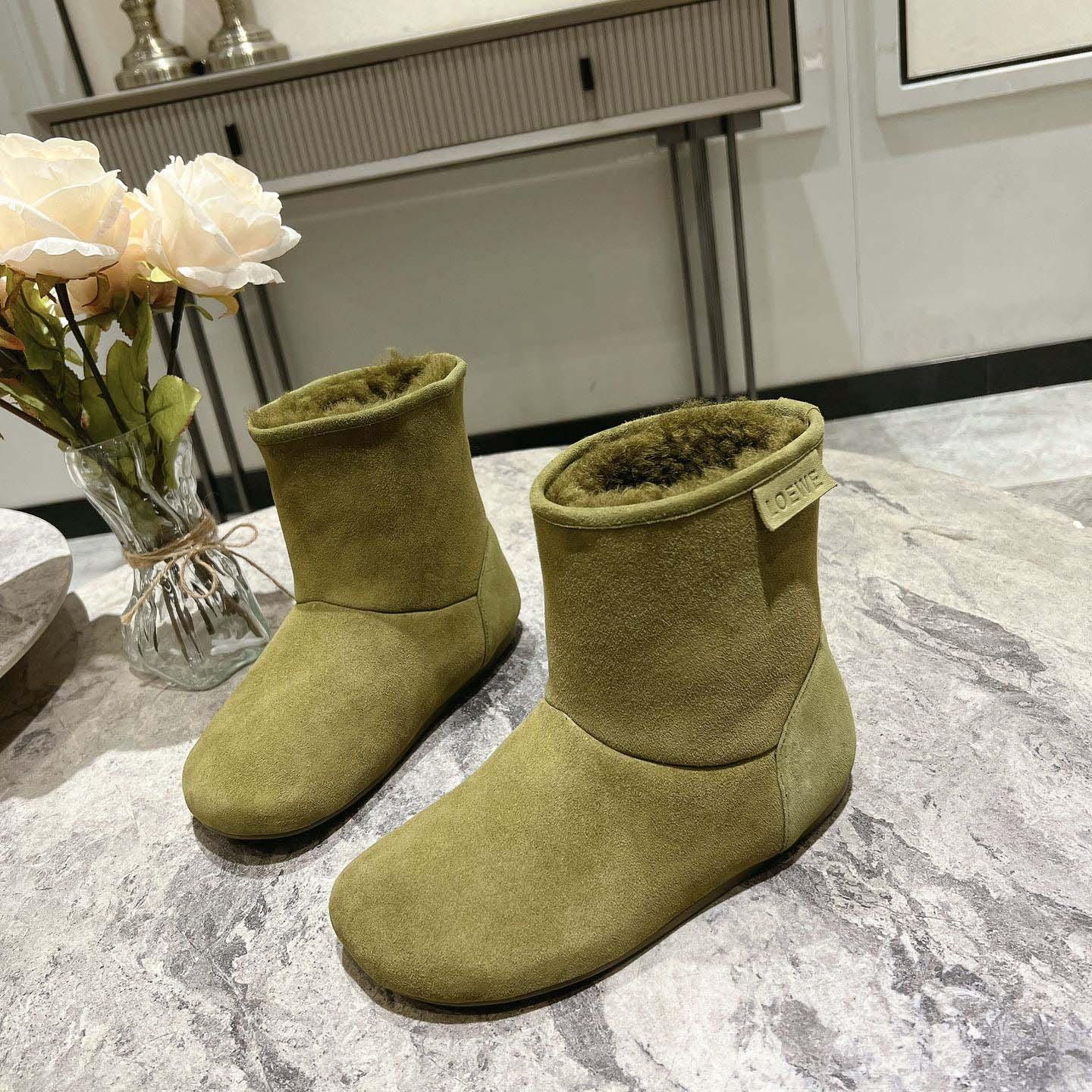 Loewe Lago Boot In Suede And Shearling - DesignerGu