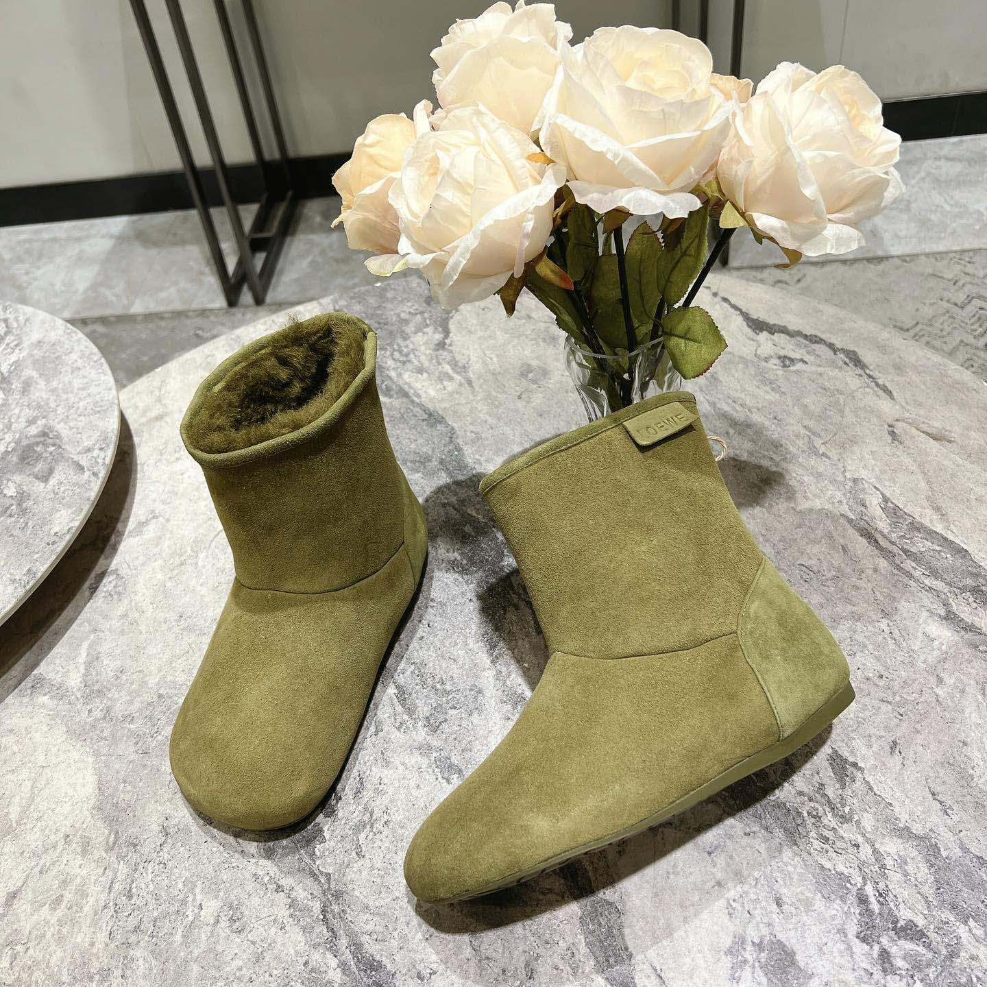 Loewe Lago Boot In Suede And Shearling - DesignerGu