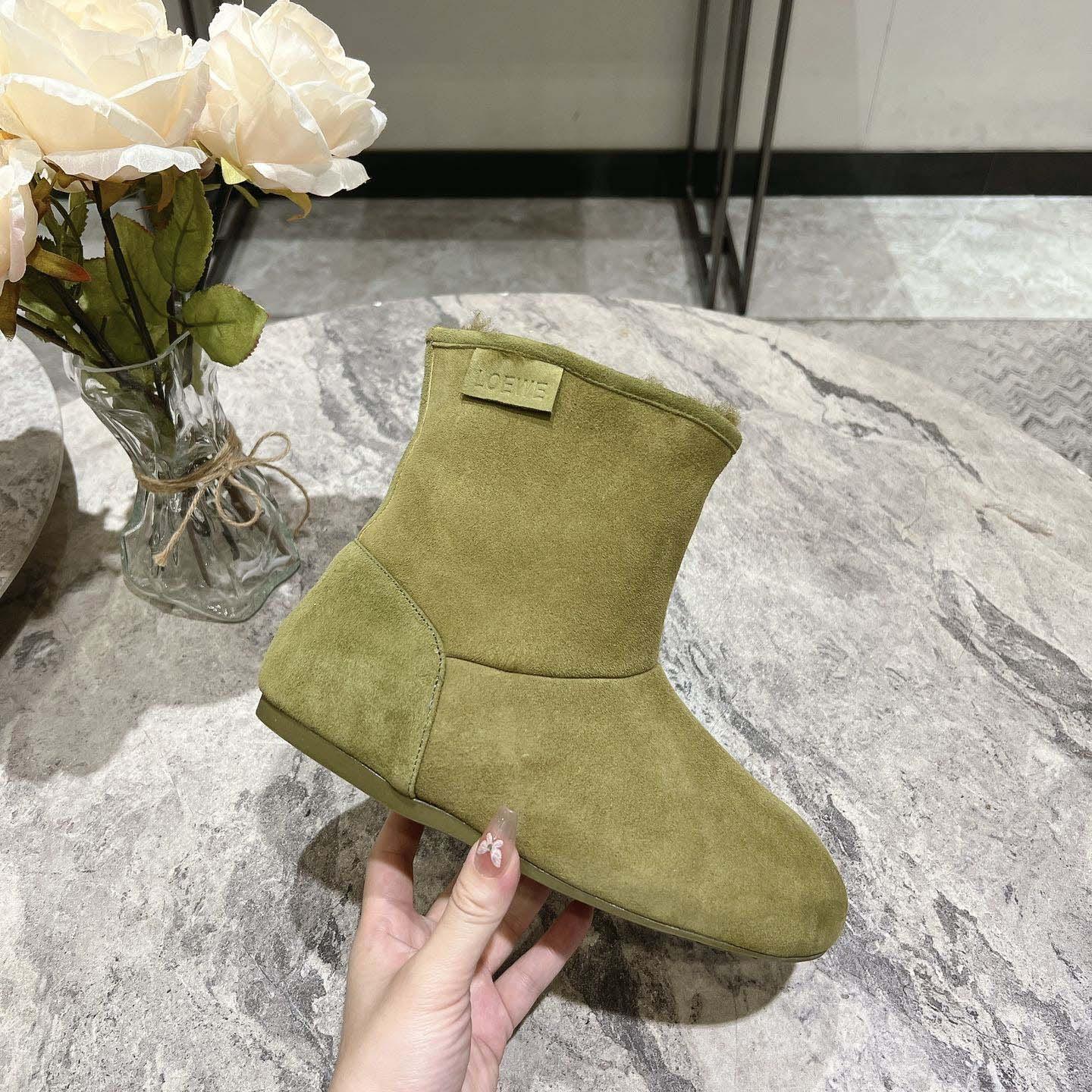 Loewe Lago Boot In Suede And Shearling - DesignerGu