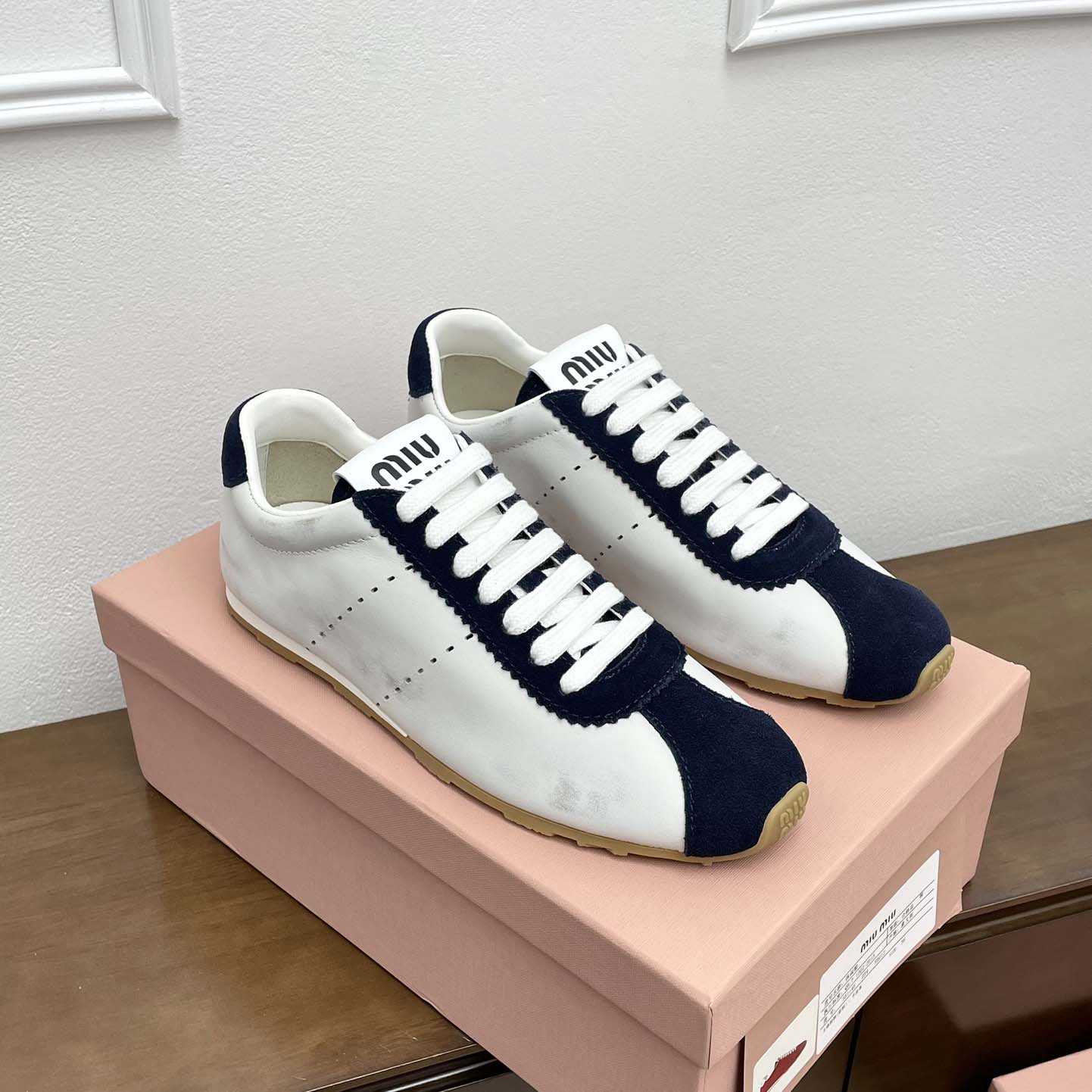 Miu Miu Plume Nappa Leather And Suede Sneakers - DesignerGu