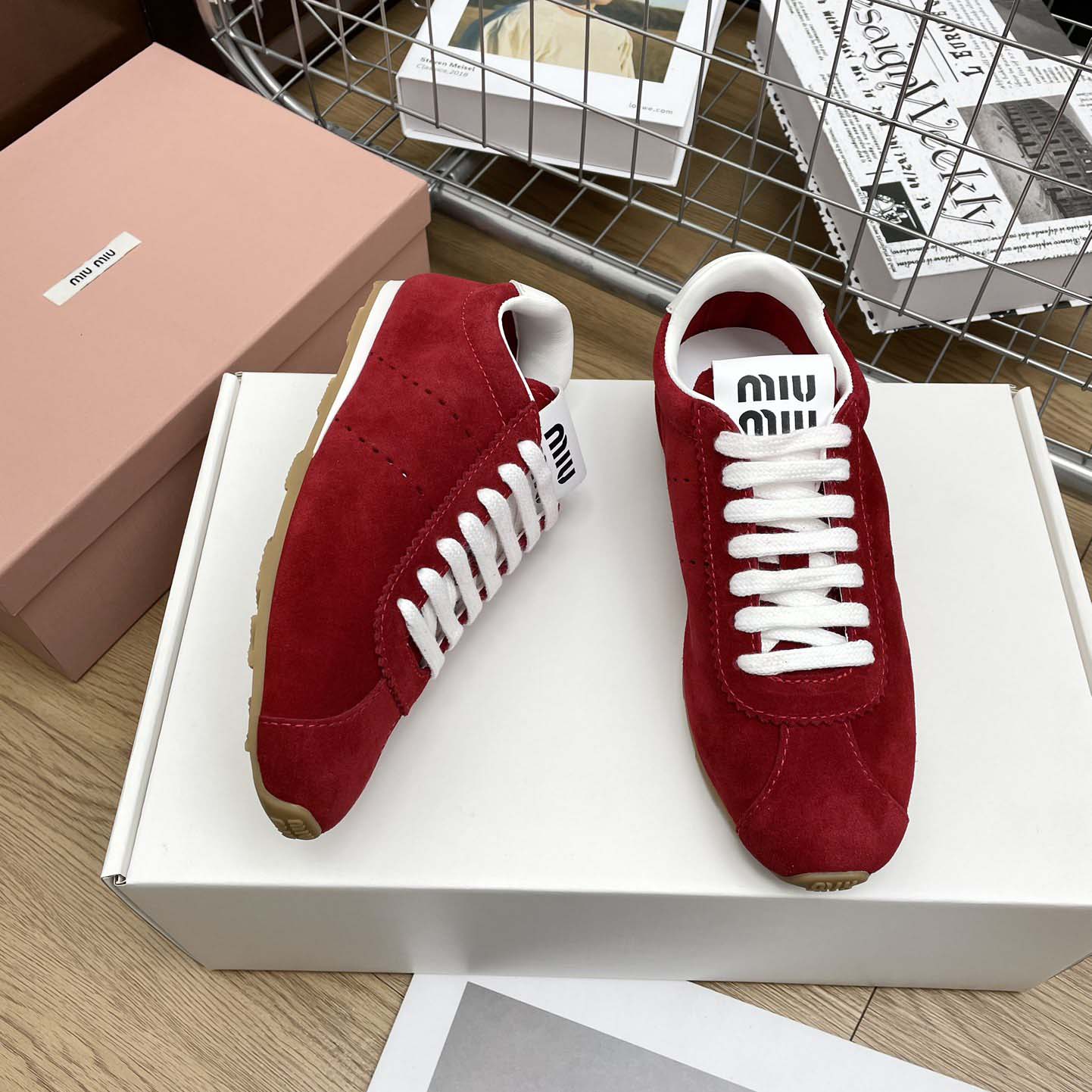 Miu Miu Plume Suede Sneakers - DesignerGu