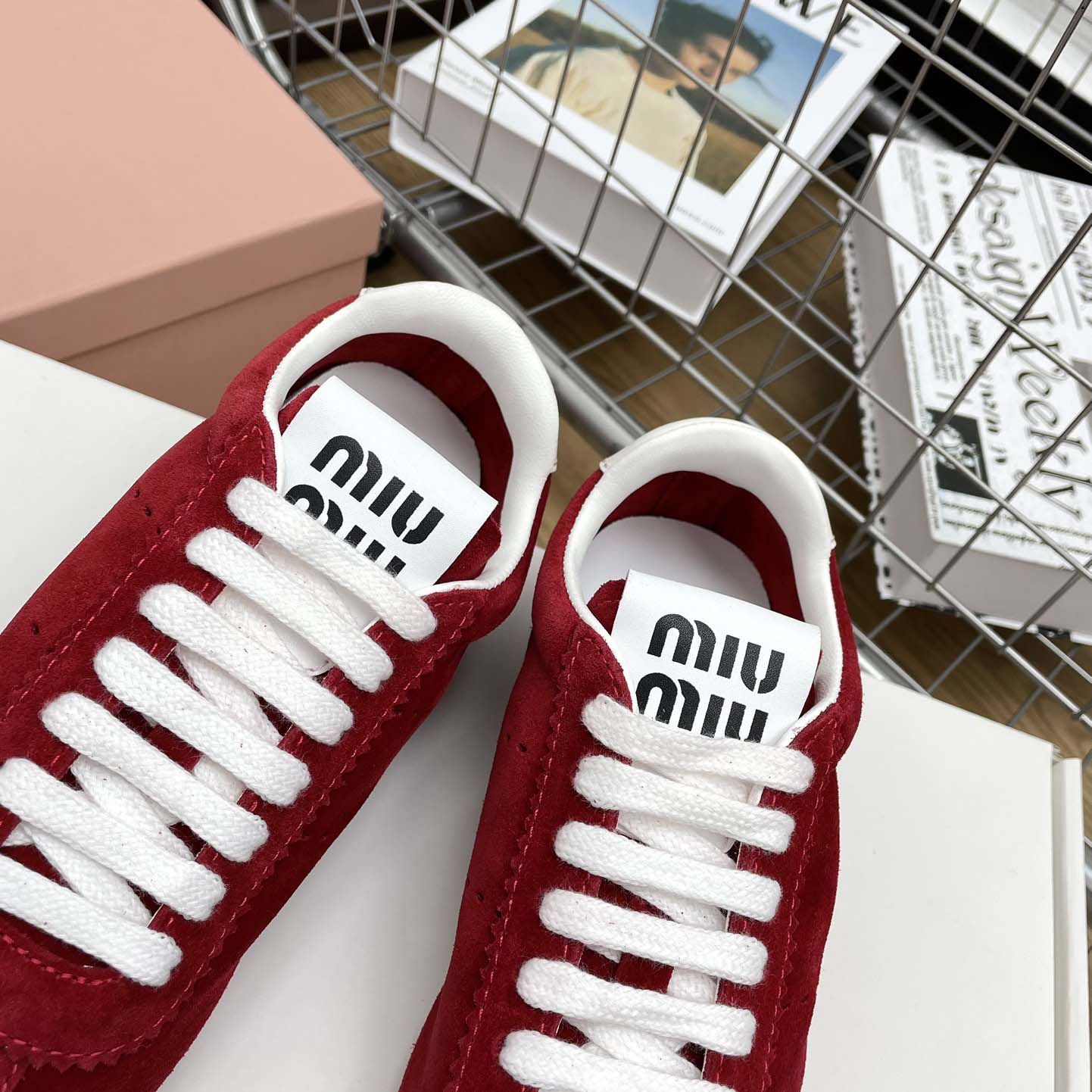 Miu Miu Plume Suede Sneakers - DesignerGu