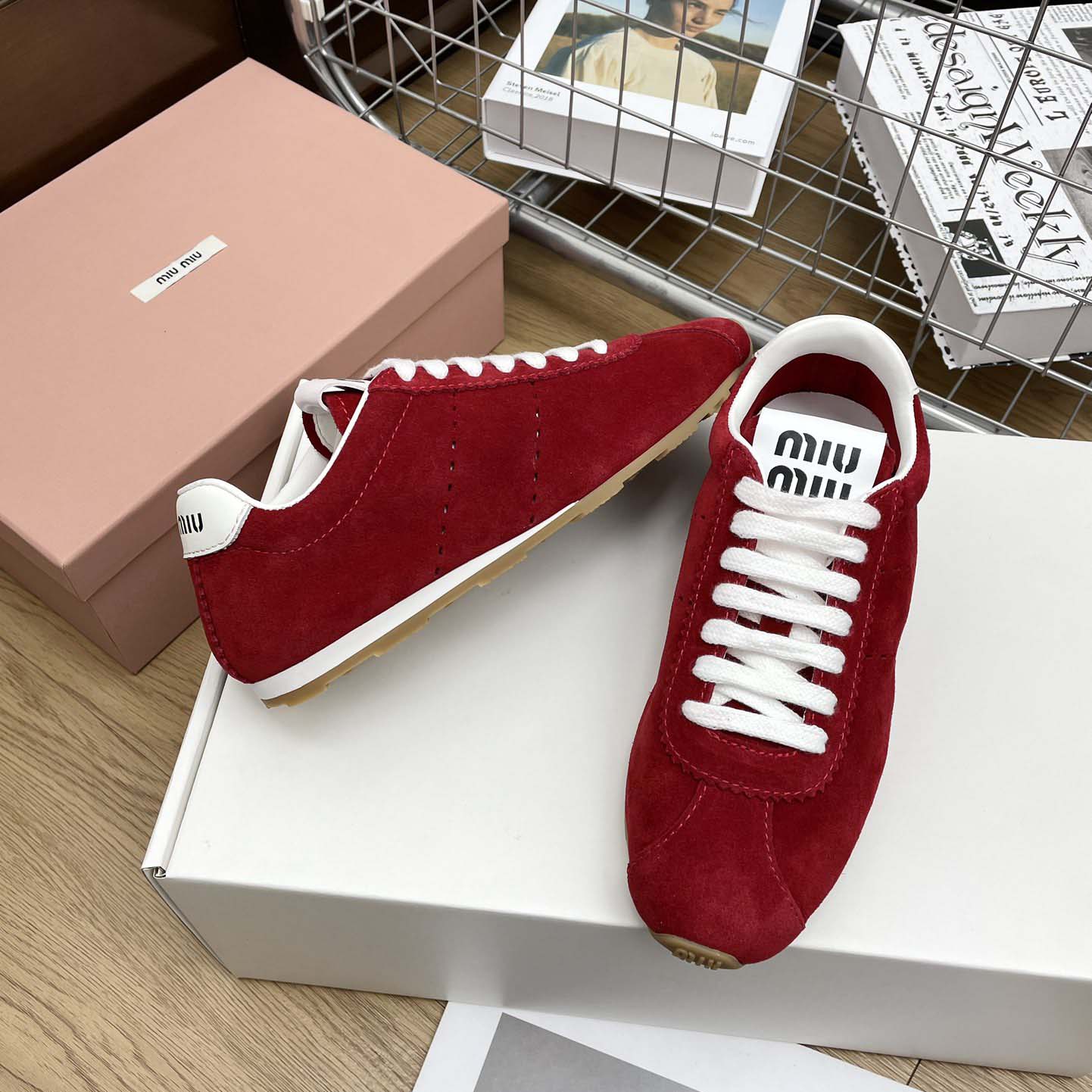 Miu Miu Plume Suede Sneakers - DesignerGu