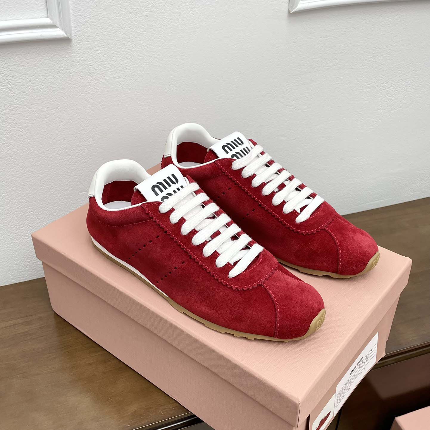 Miu Miu Plume Suede Sneakers - DesignerGu