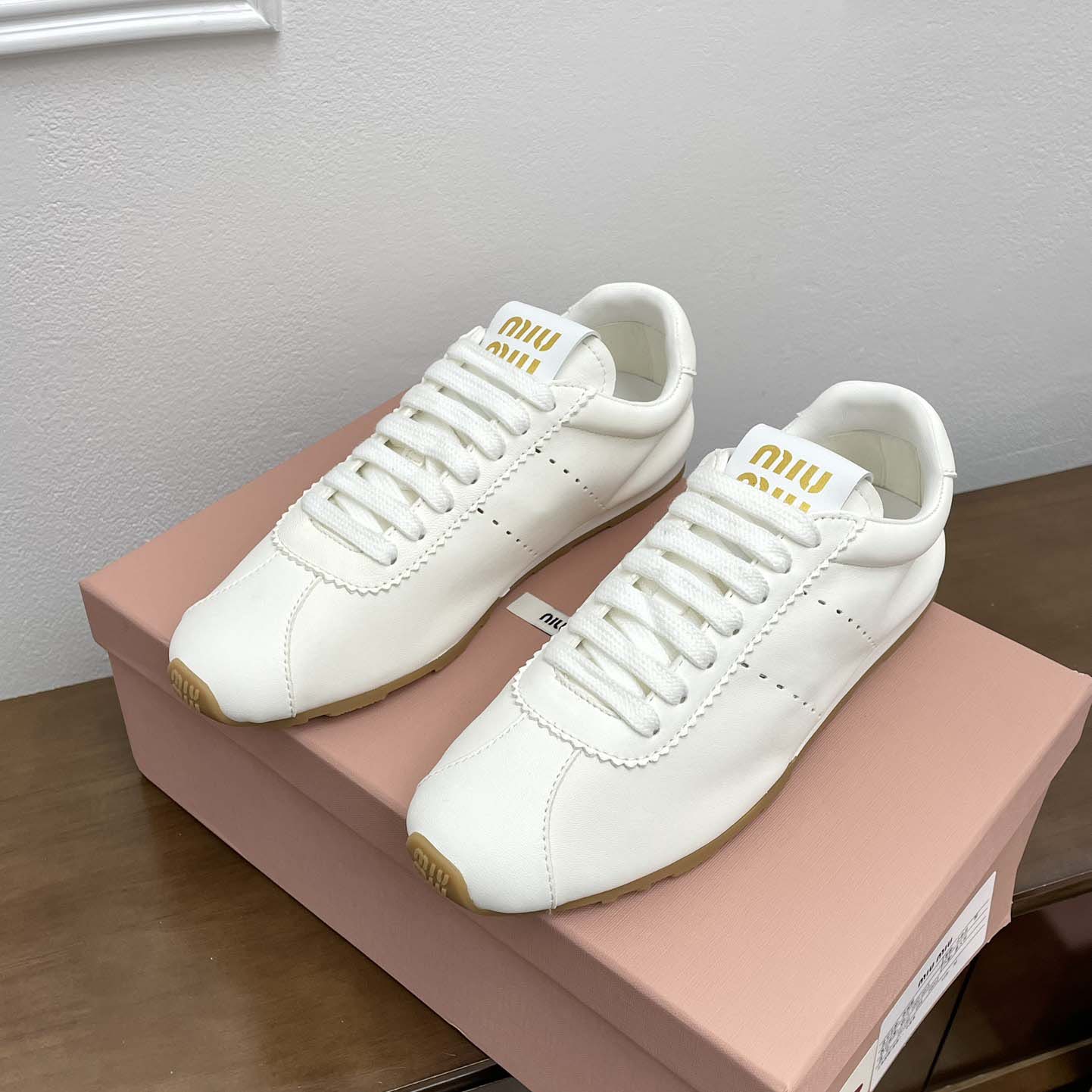 Miu Miu Plume Nappa Leather Sneakers - DesignerGu