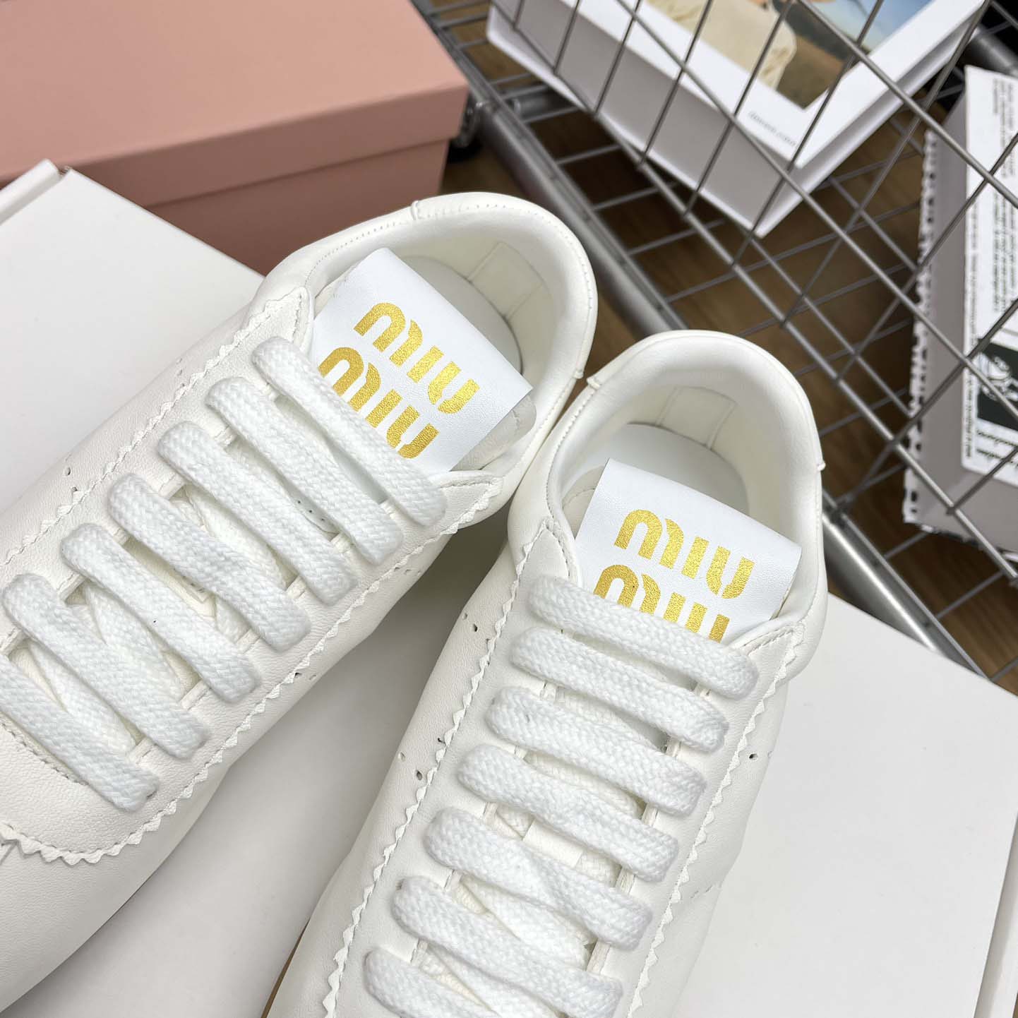 Miu Miu Plume Nappa Leather Sneakers - DesignerGu