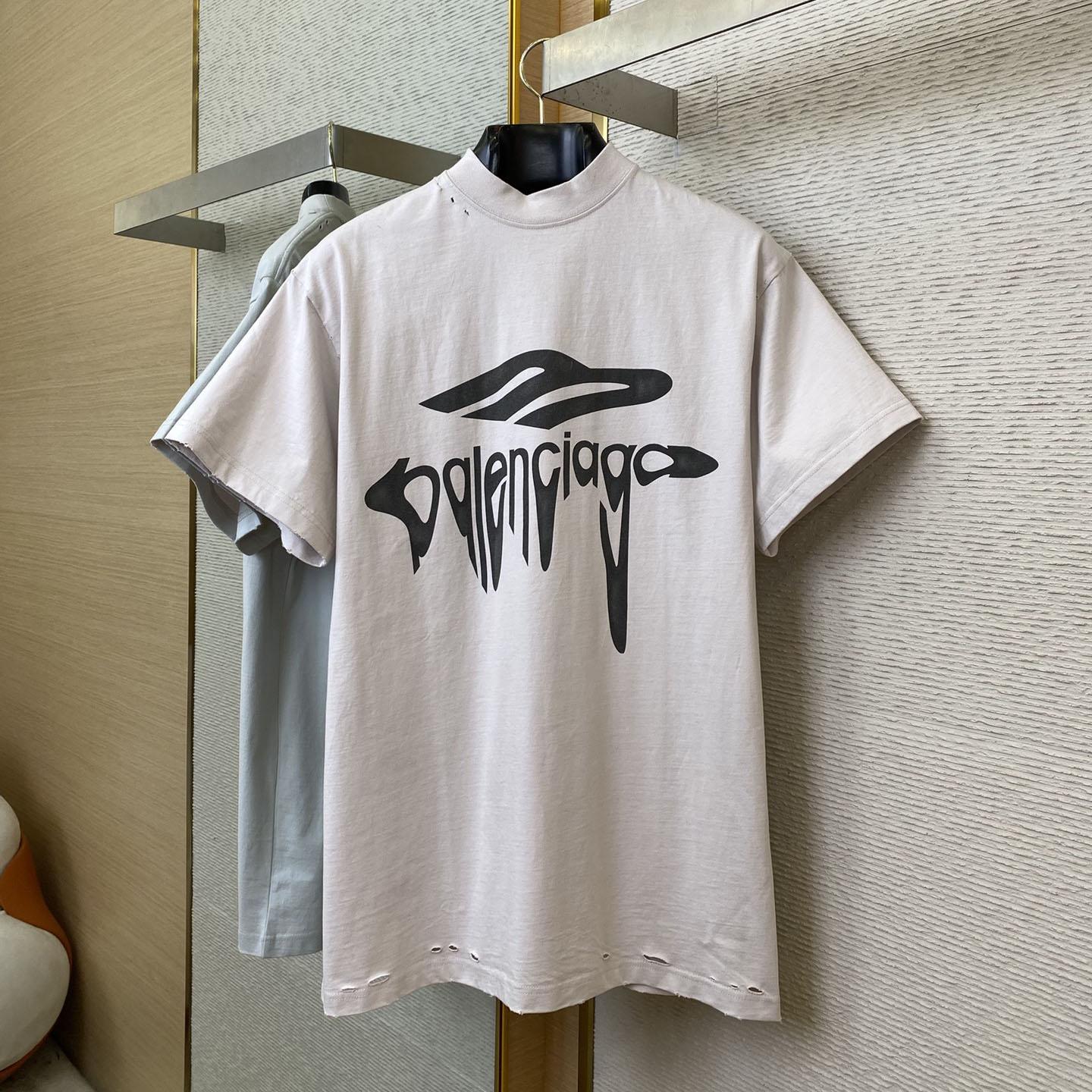 Balenciaga 3B Liquefied T-Shirt Oversized in Dirty White - DesignerGu