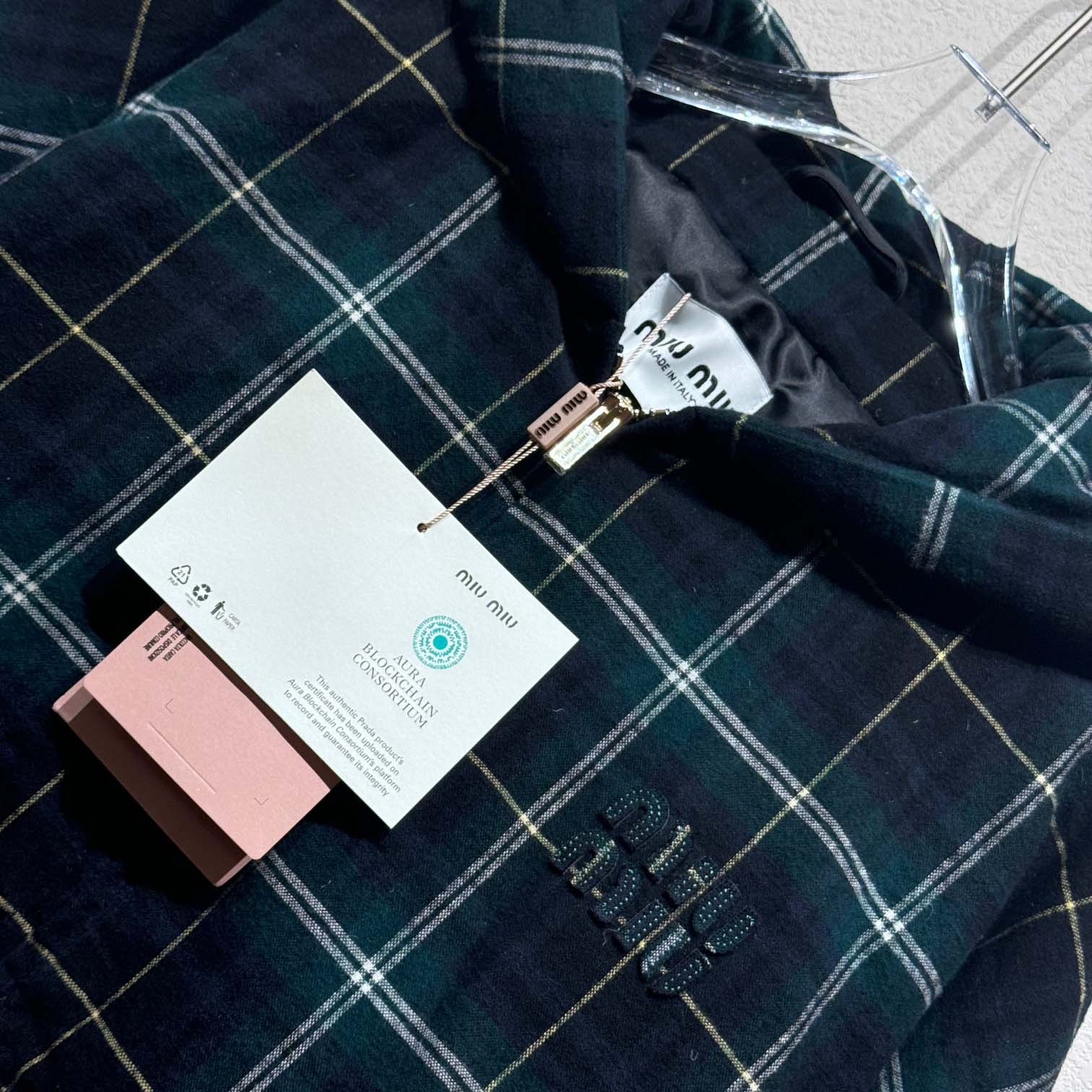 Miu Miu Plaid Hoodie Jacket - DesignerGu