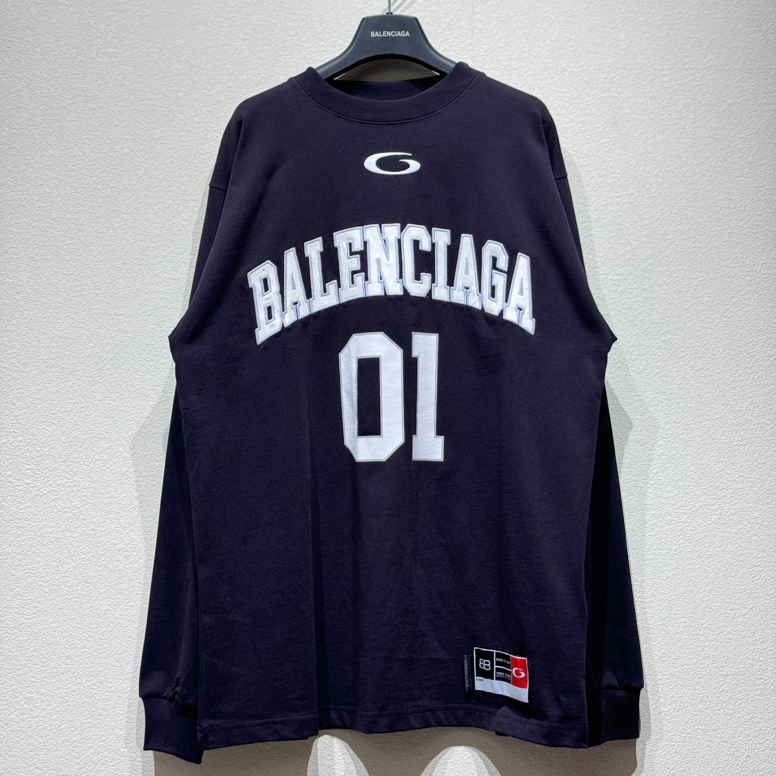 Balenciaga Basketball Series - Long Sleeve T-Shirt Large Fit In Washed Black - DesignerGu