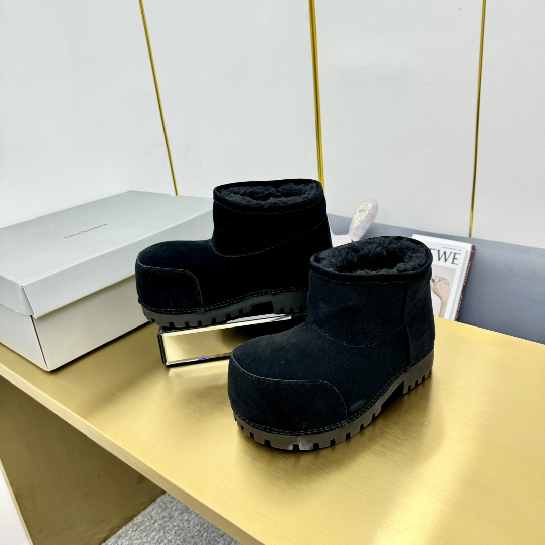 Balenciaga Alaska Fur Bootie In Black - DesignerGu