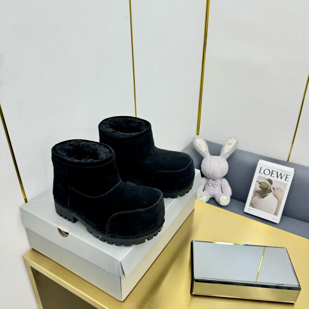 Balenciaga Alaska Fur Bootie In Black - DesignerGu